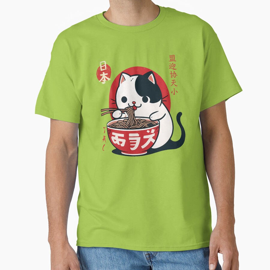 cat ramen japan Classic T-Shirt - White Fox Boutique