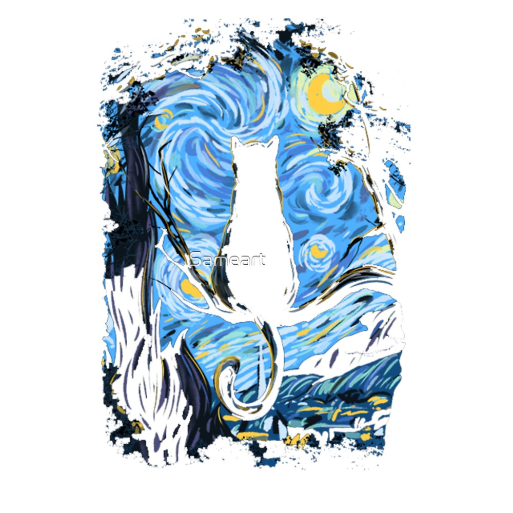 CAT STARRY NIGHT Classic T-Shirt - White Fox Boutique