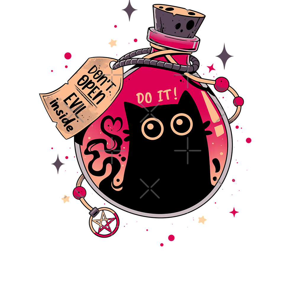 Bottled Menace - Evil Black Cat Classic T-Shirt - White Fox Boutique