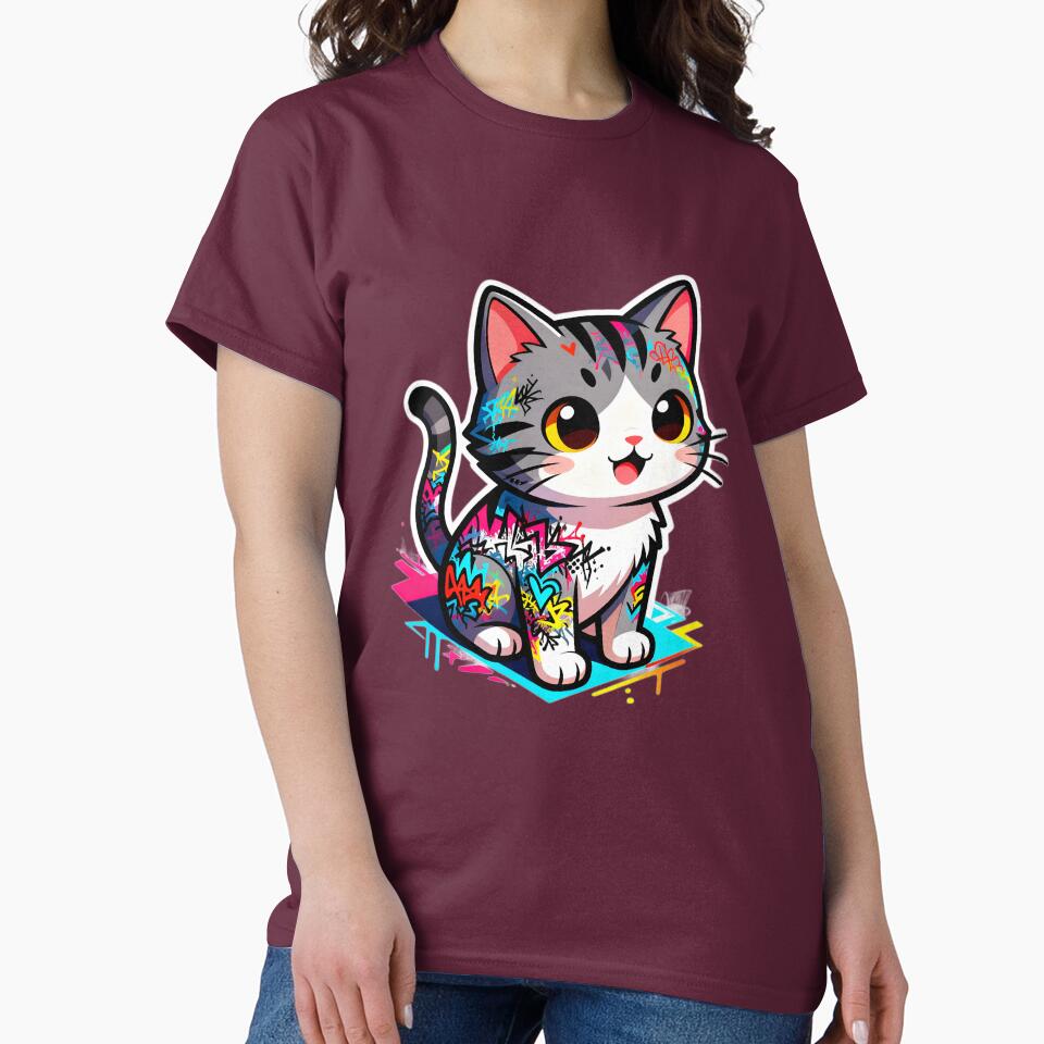 Cute Funny Cat Design Perfect Gift for Cat Lover Classic T-Shirt - White Fox Boutique