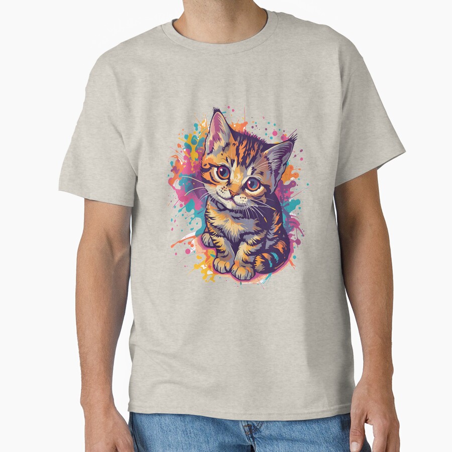Adorable Cute Cat Cartoon Design Classic T-Shirt - White Fox Boutique