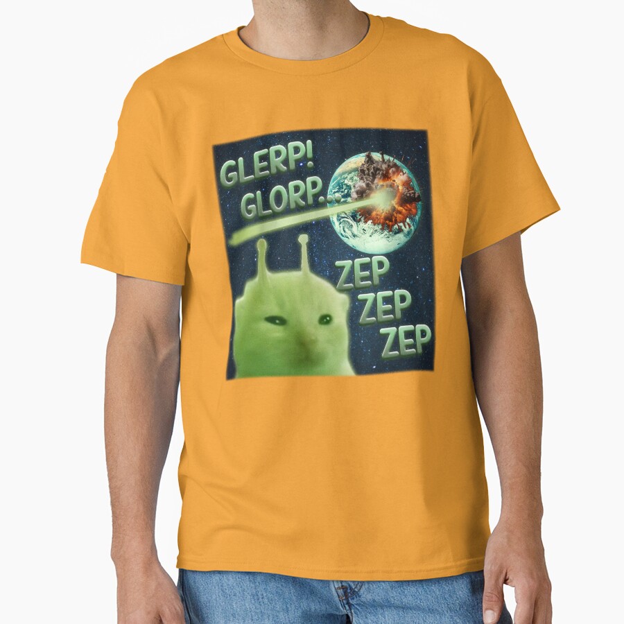 Glorp Funny Alien Cat Brainrot Meme Classic T-Shirt - White Fox Boutique