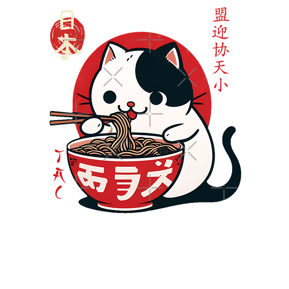 cat ramen japan Classic T-Shirt - White Fox Boutique