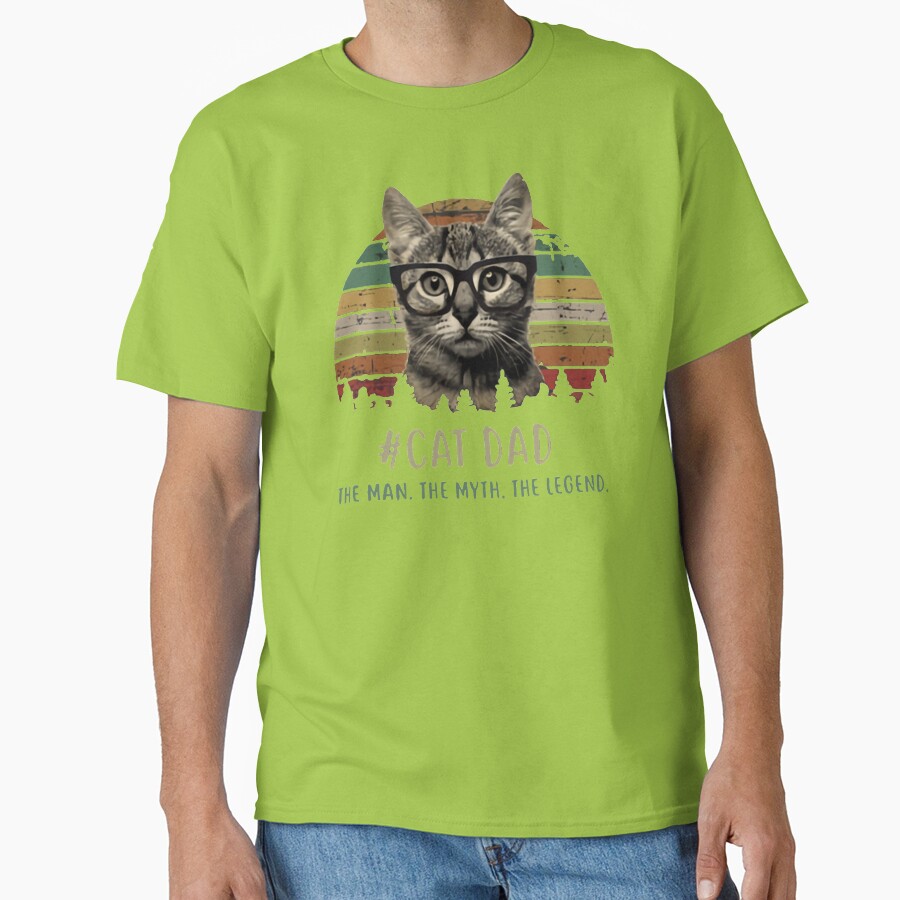 Cat Dad & Glasses Classic T-Shirt - White Fox Boutique