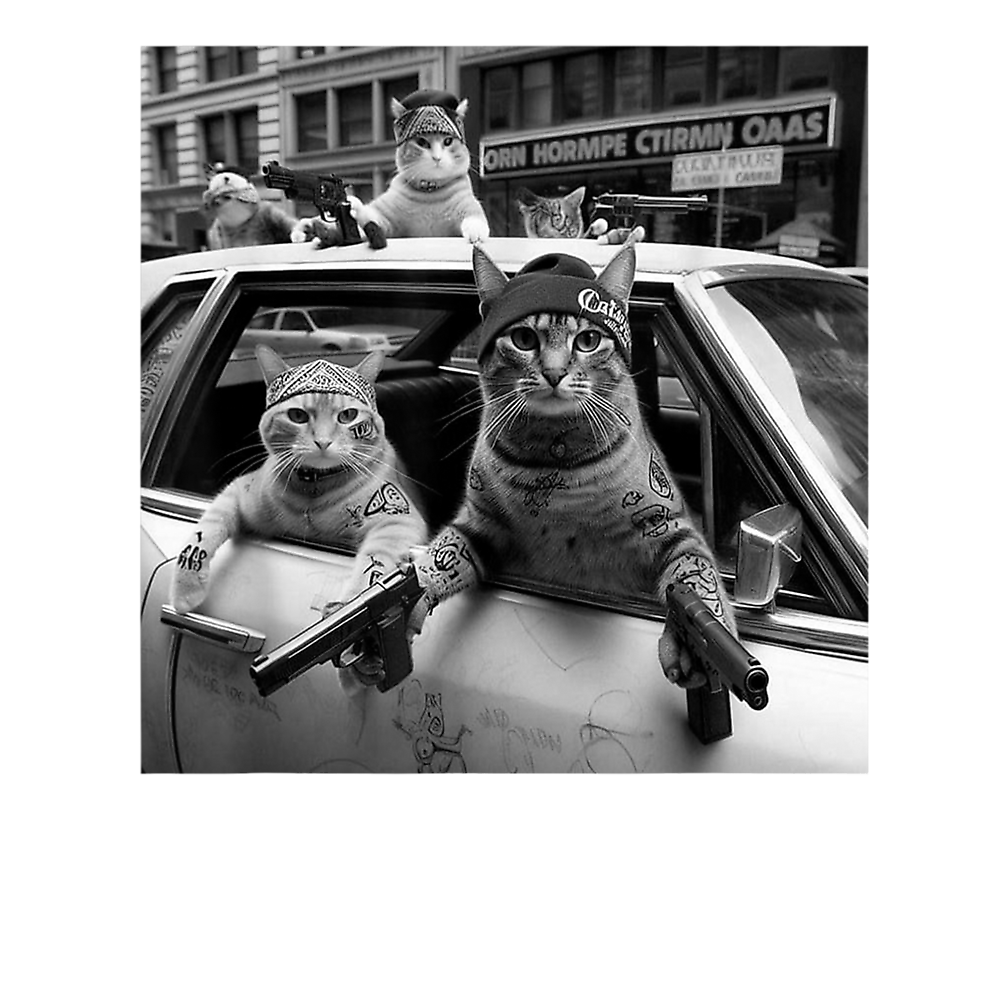 Funny Gangster Cats Street Classic T-Shirt - White Fox Boutique