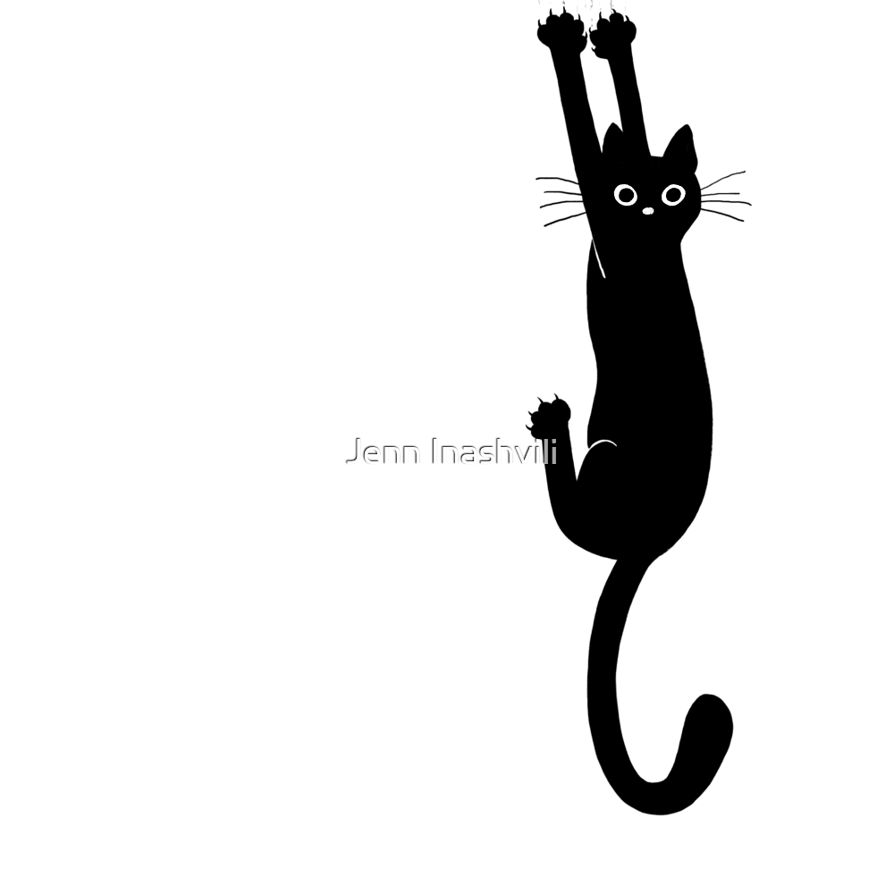 Black Cat Holding On Classic T-Shirt - White Fox Boutique