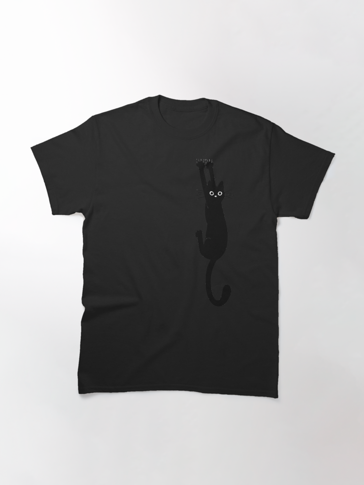 Black Cat Holding On Classic T-Shirt - White Fox Boutique