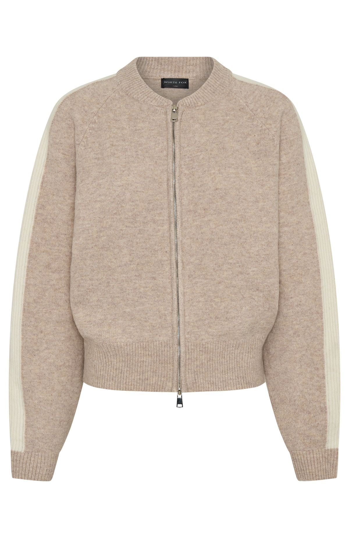 Stripe Me Down Knit Jacket Oat/White - White Fox Boutique