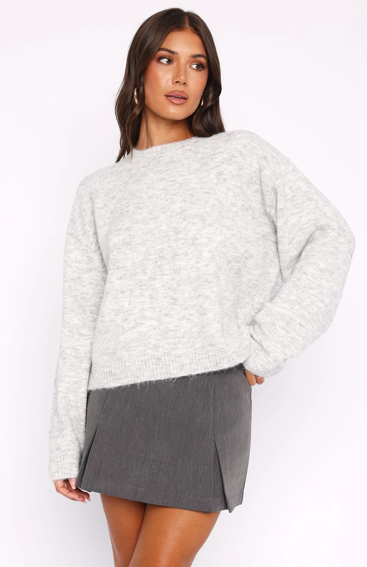 Warm Whispers Knit Sweater Grey Marle - White Fox Boutique