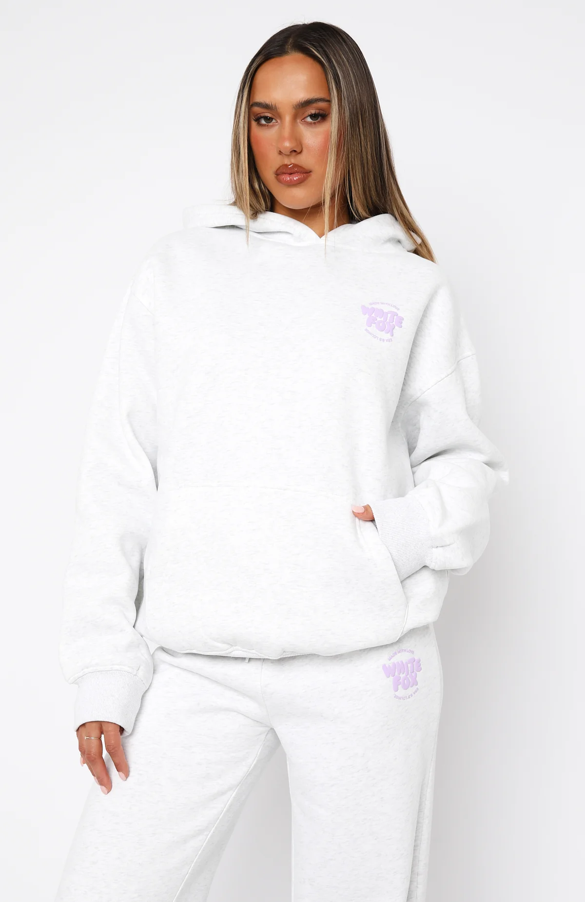 With Love For You Oversized Hoodie Grey Marle - White Fox Boutique