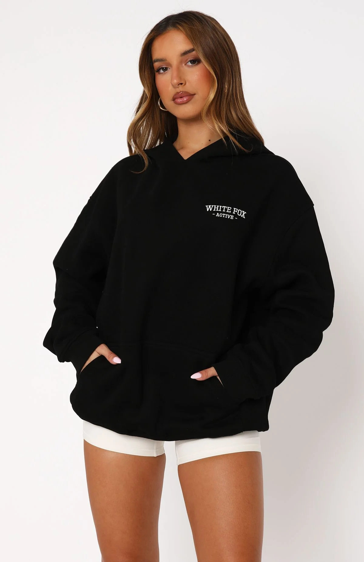 Taking Sides Oversized Hoodie Black - White Fox Boutique