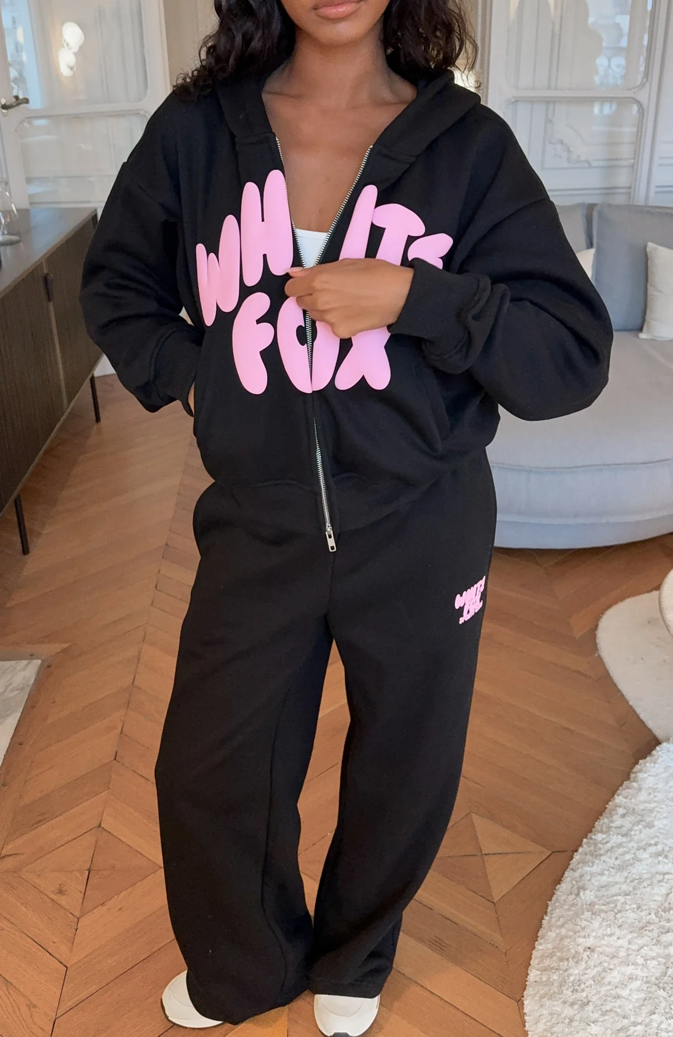 Club 14 Allie Wide Leg Sweatpants Black - White Fox Boutique