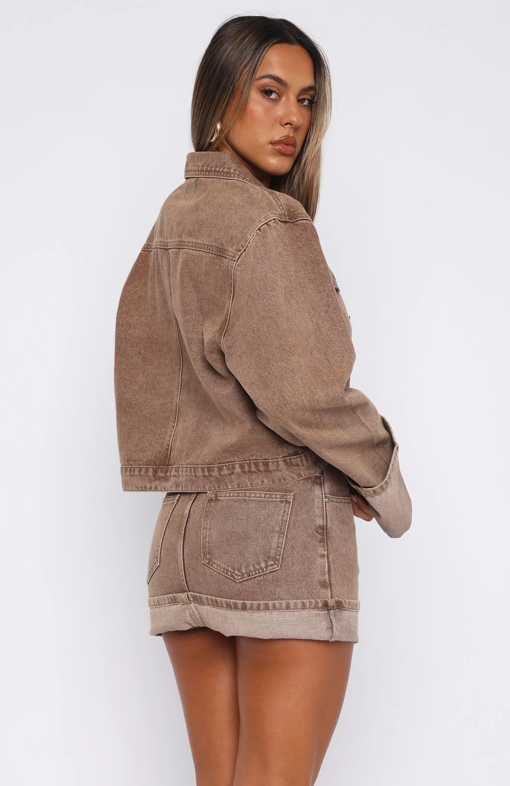 Charlotte Denim Jacket Tan Wash - White Fox Boutique