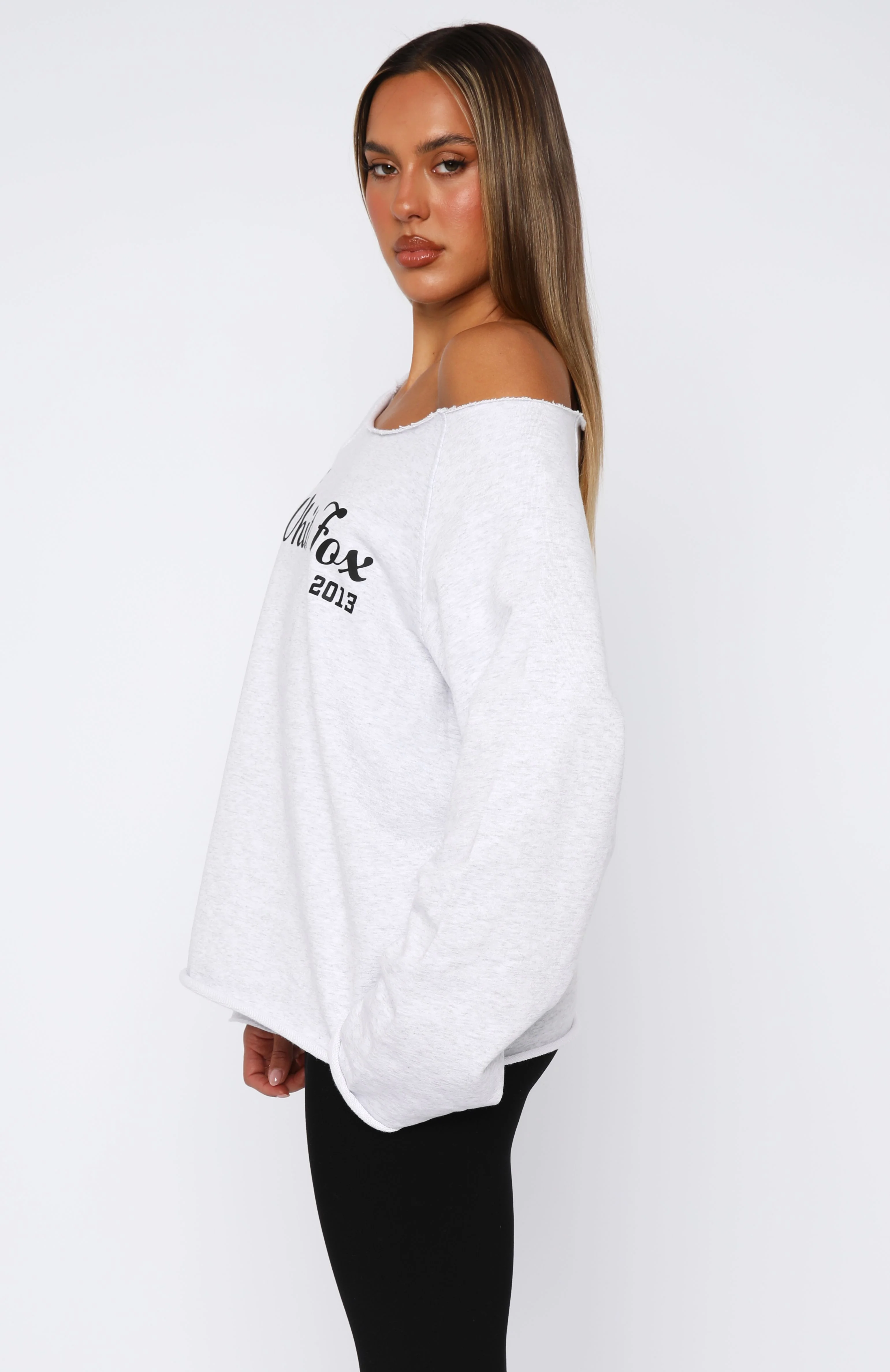 Celebrating Me Off Shoulder Sweater Grey Marle - White Fox Boutique