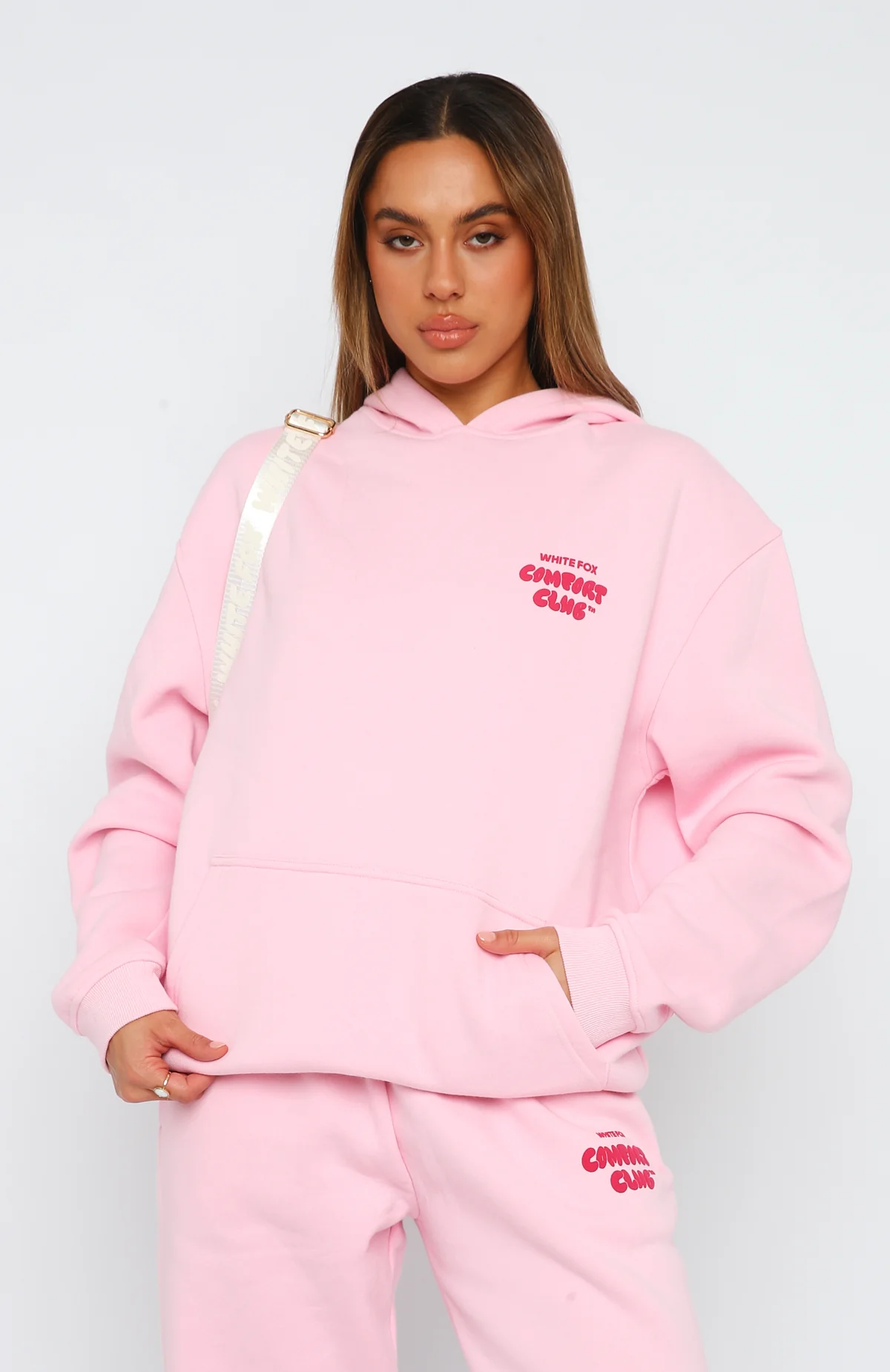 Comfort Club Oversized Hoodie Bon Bon - White Fox Boutique