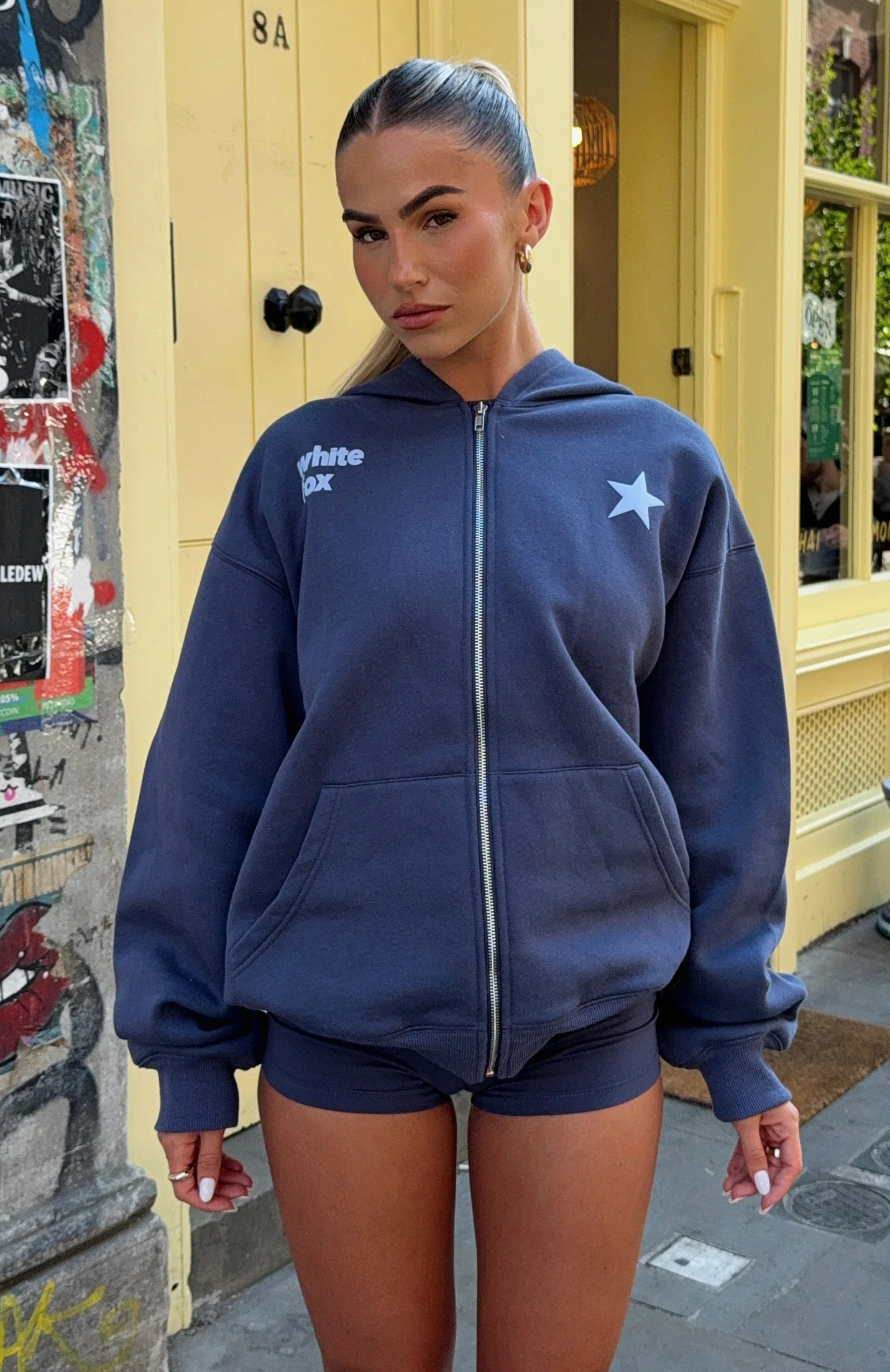 From The Archives Charli Zip Front Hoodie Navy - White Fox Boutique