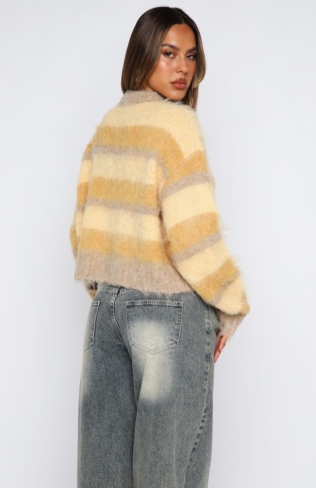 Soft Embrace Knit Sweater Honeycomb Stripe - White Fox Boutique
