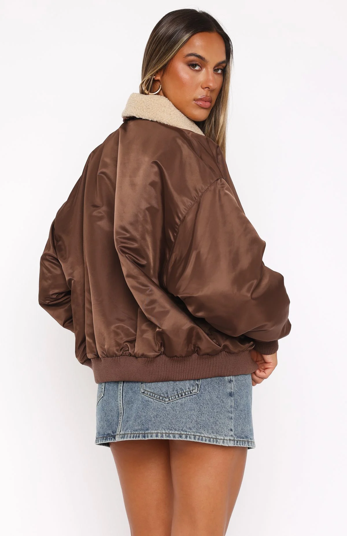 No Airtime Bomber Jacket Chocolate - White Fox Boutique