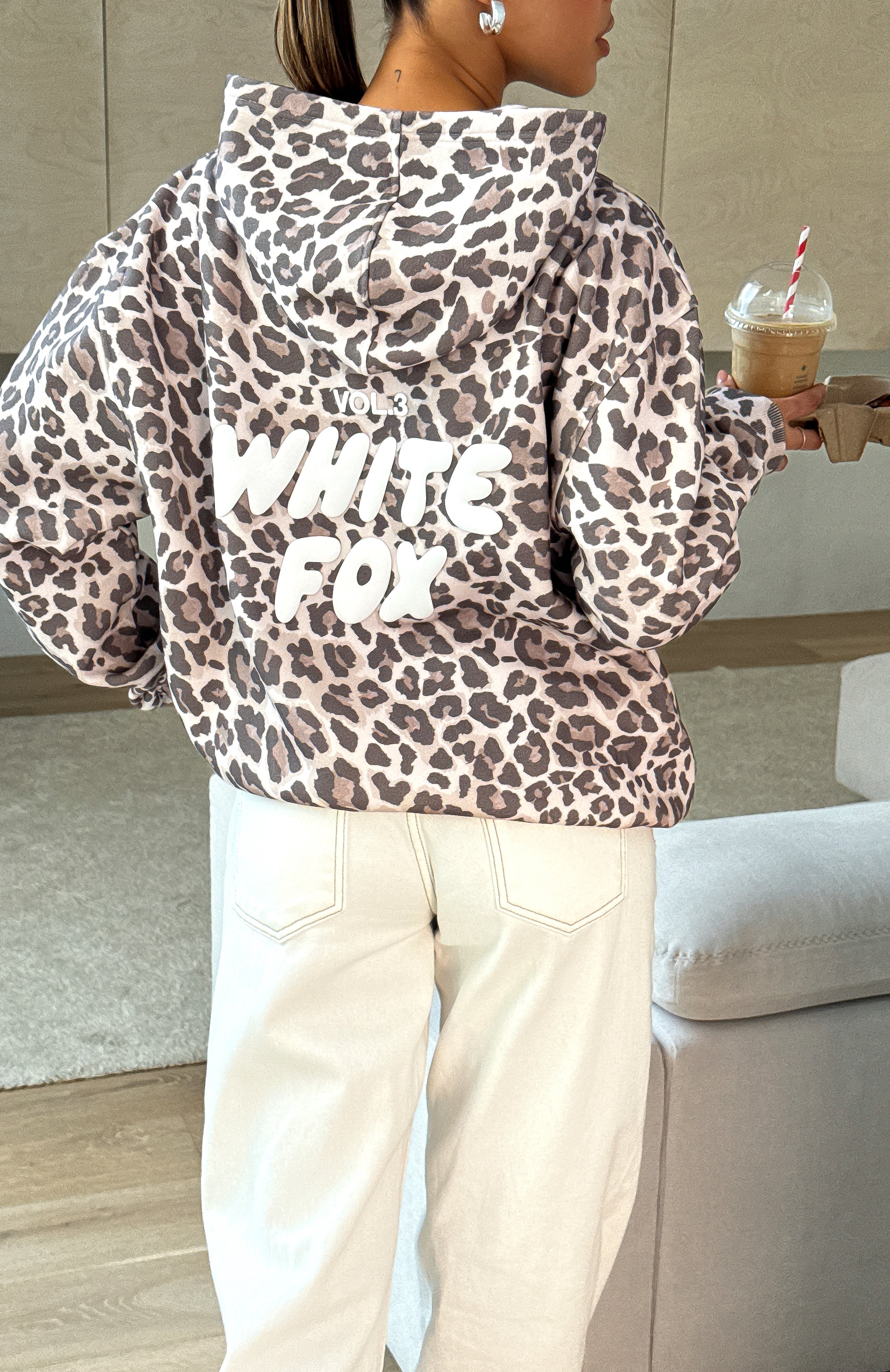 Offstage Printed Oversized Hoodie Leopard - White Fox Boutique