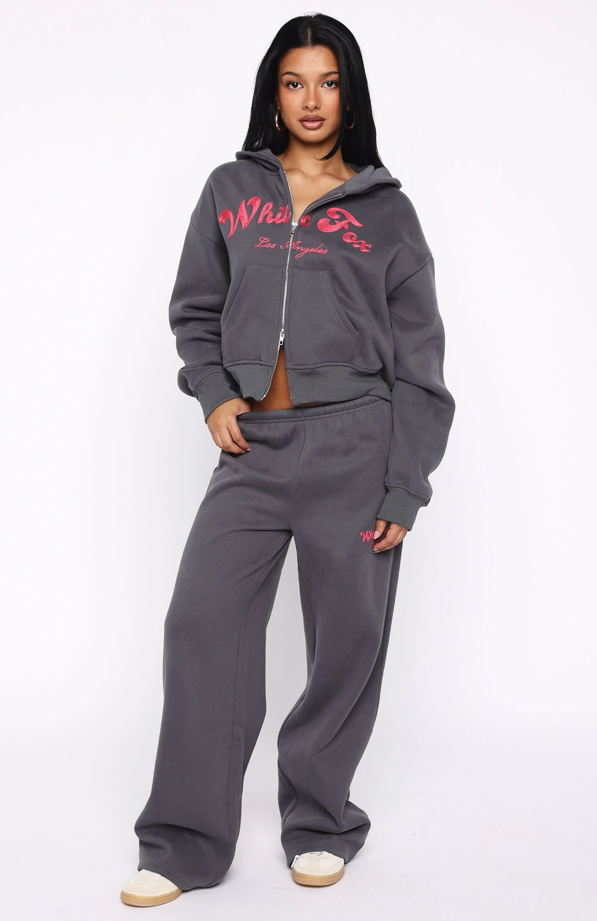 Through Thick And Thin Boxy Zip Front Hoodie Volcanic - White Fox Boutique