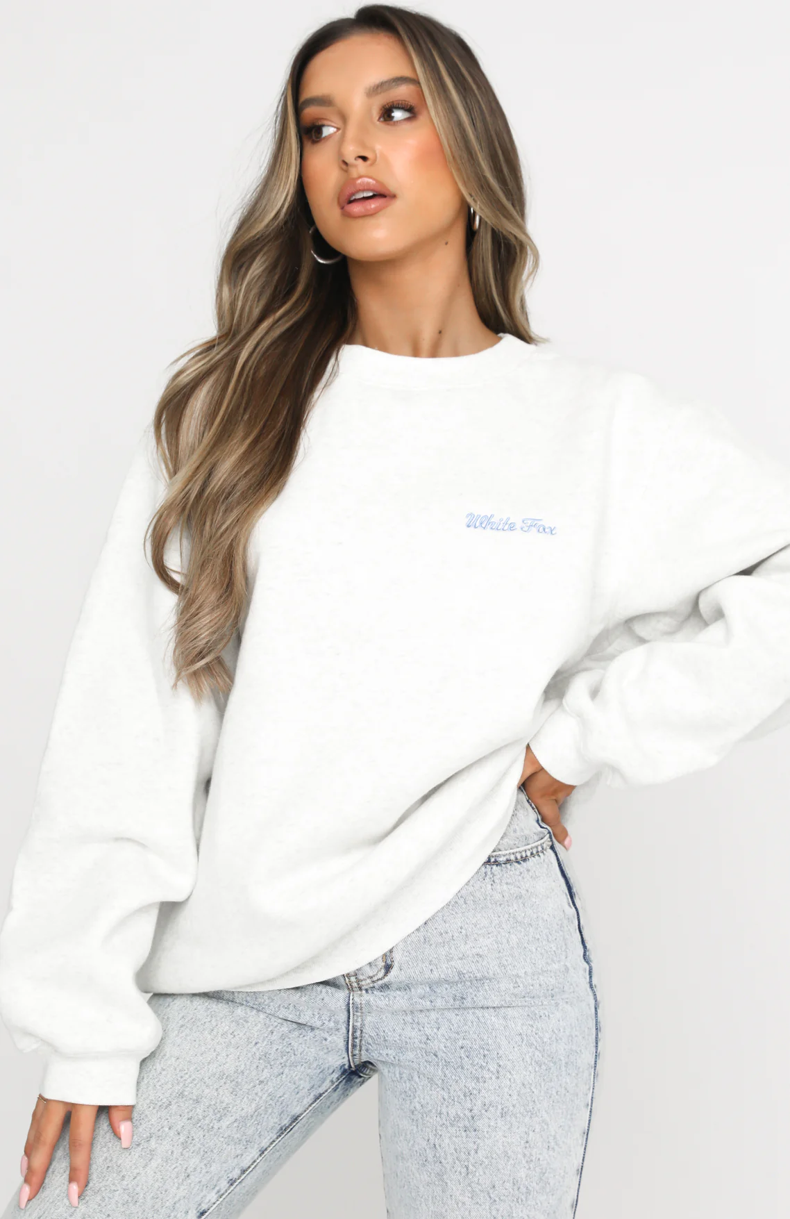 Steal Your Heart Oversized Sweater Grey Marle - White Fox Boutique