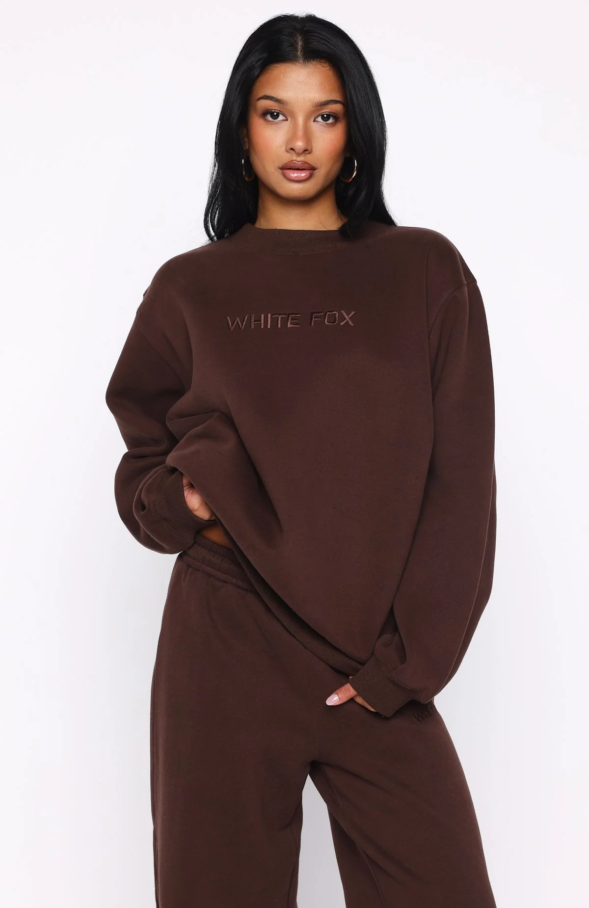 Stay Lifted Oversized Sweater Bitter Chocolate - White Fox Boutique