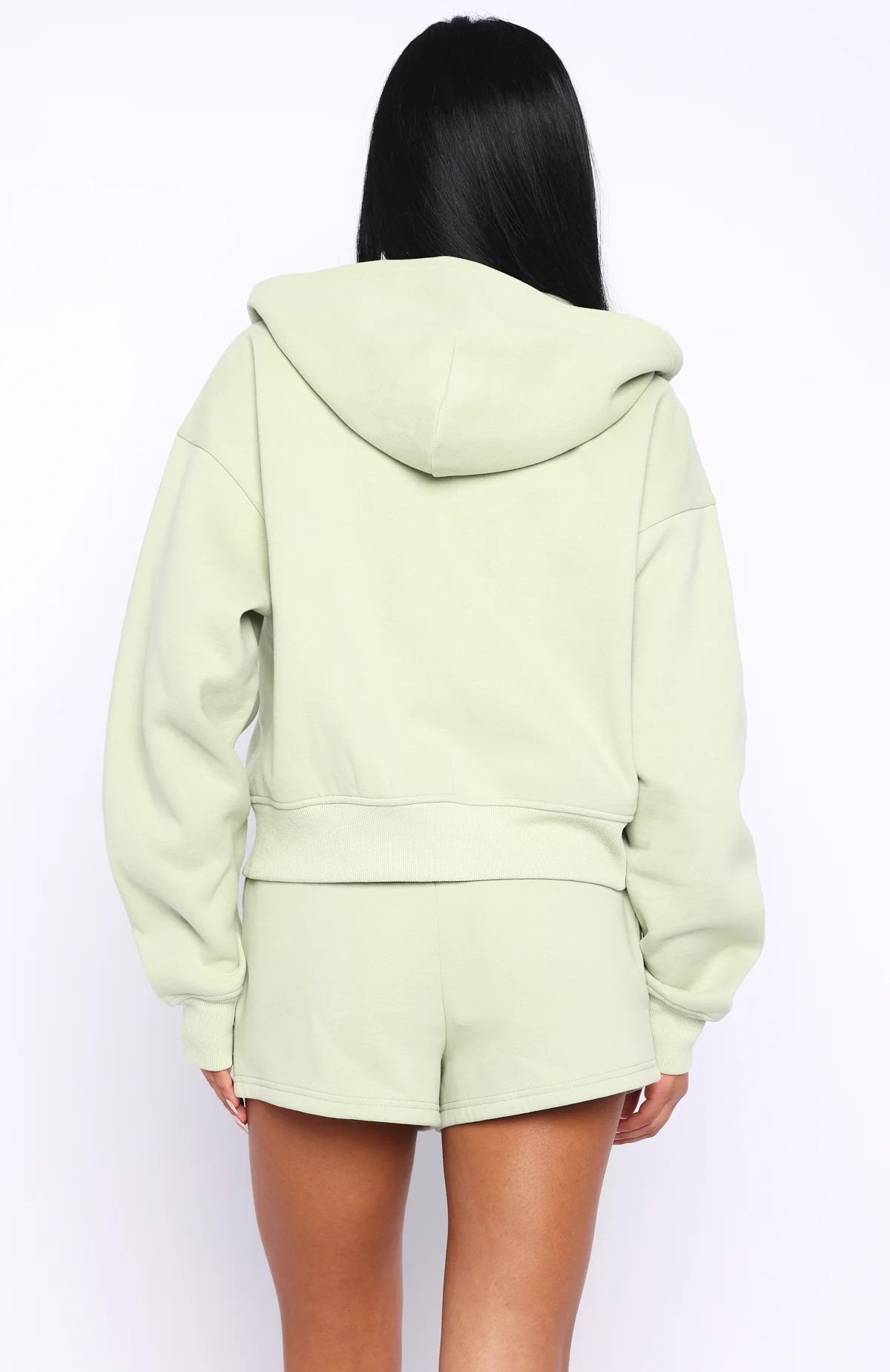 Can't Miss It Boxy Zip Front Hoodie Sage - White Fox Boutique
