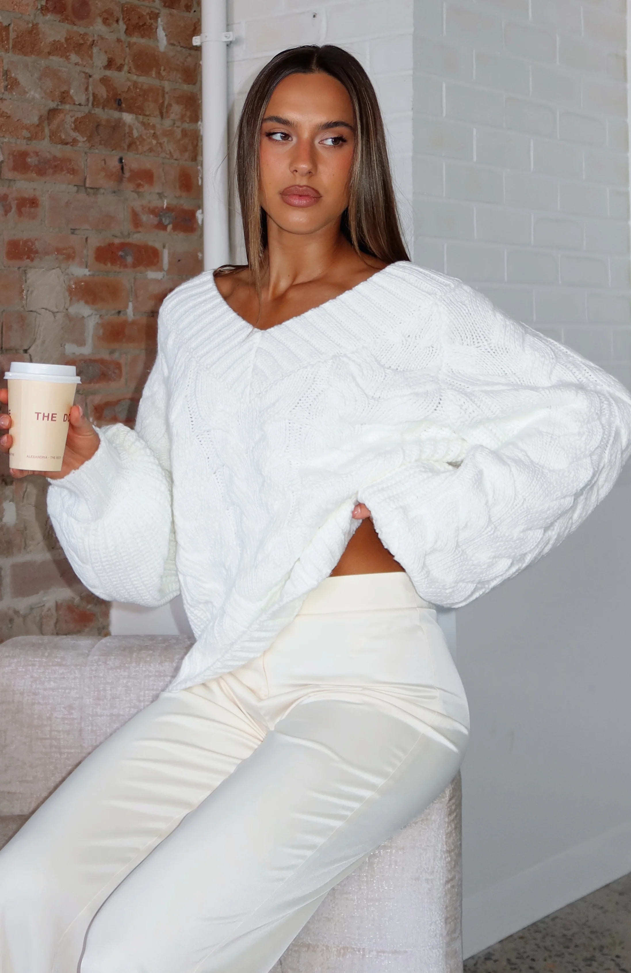 Showfern Knit Sweater Off White - White Fox Boutique