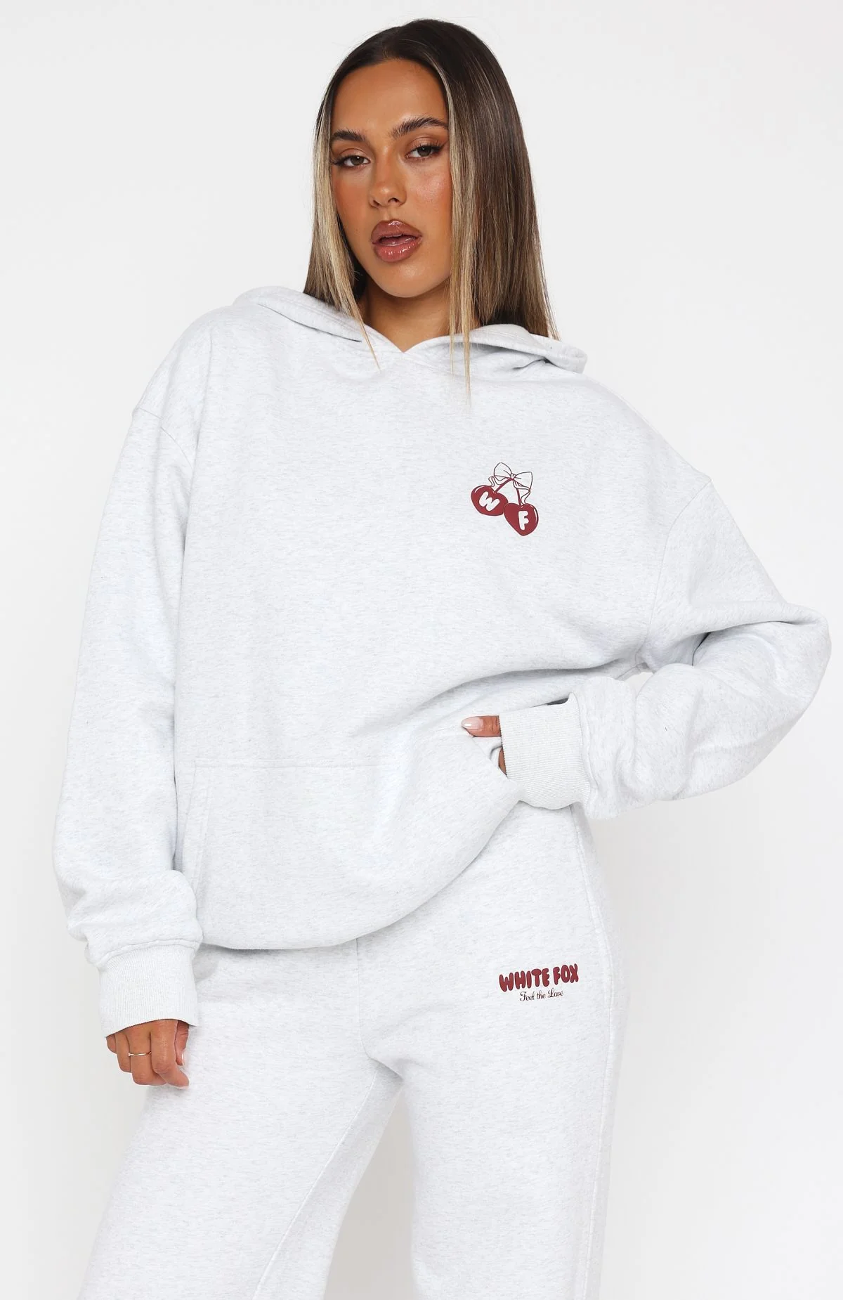 Feel The Love Oversized Hoodie Grey Marle - White Fox Boutique