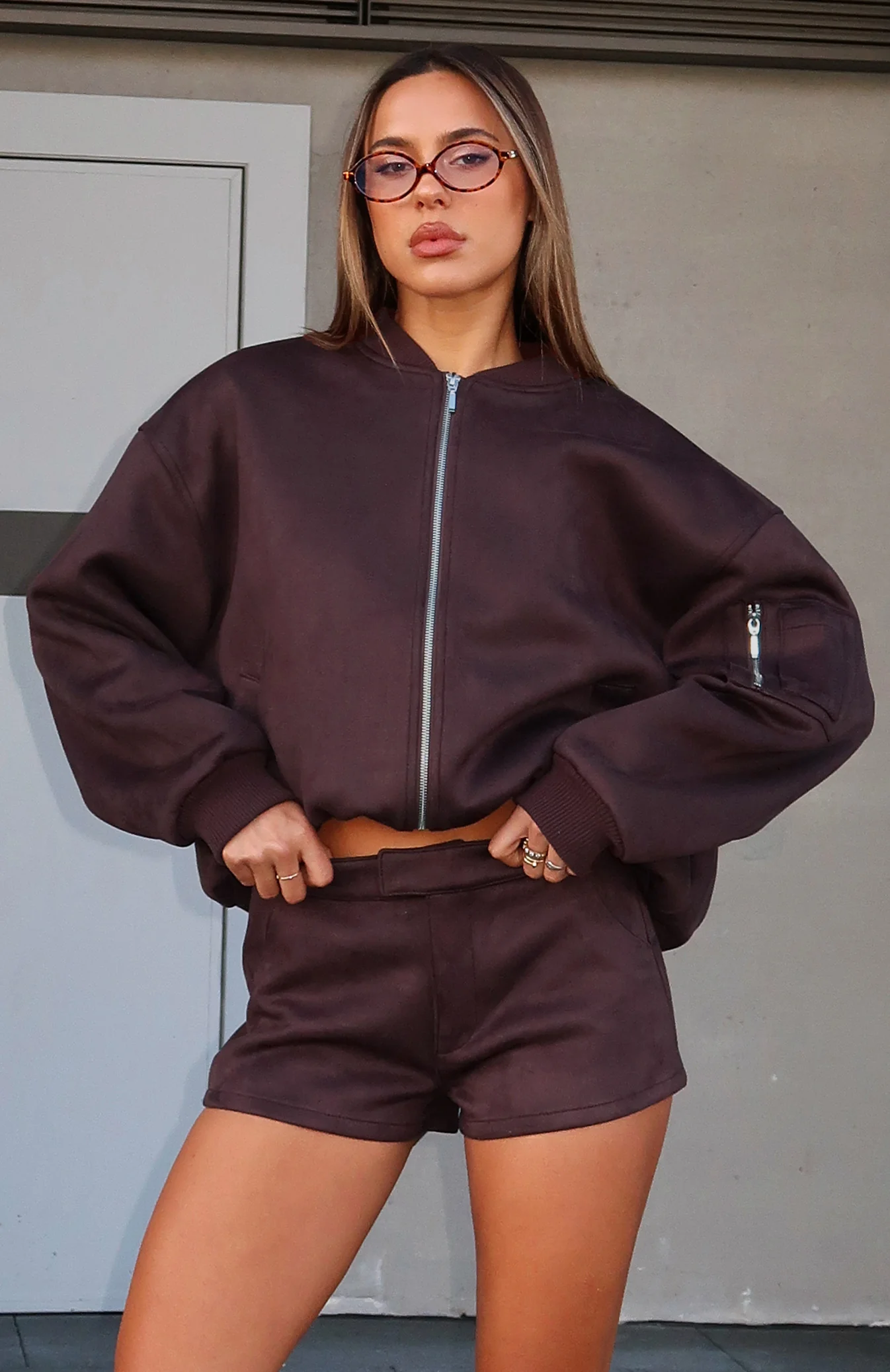 Confidence Level Suede Jacket Chocolate - White Fox Boutique