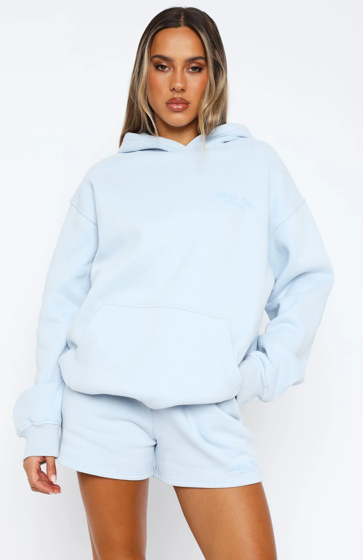 Leisure Edition Oversized Hoodie Baby Blue - White Fox Boutique