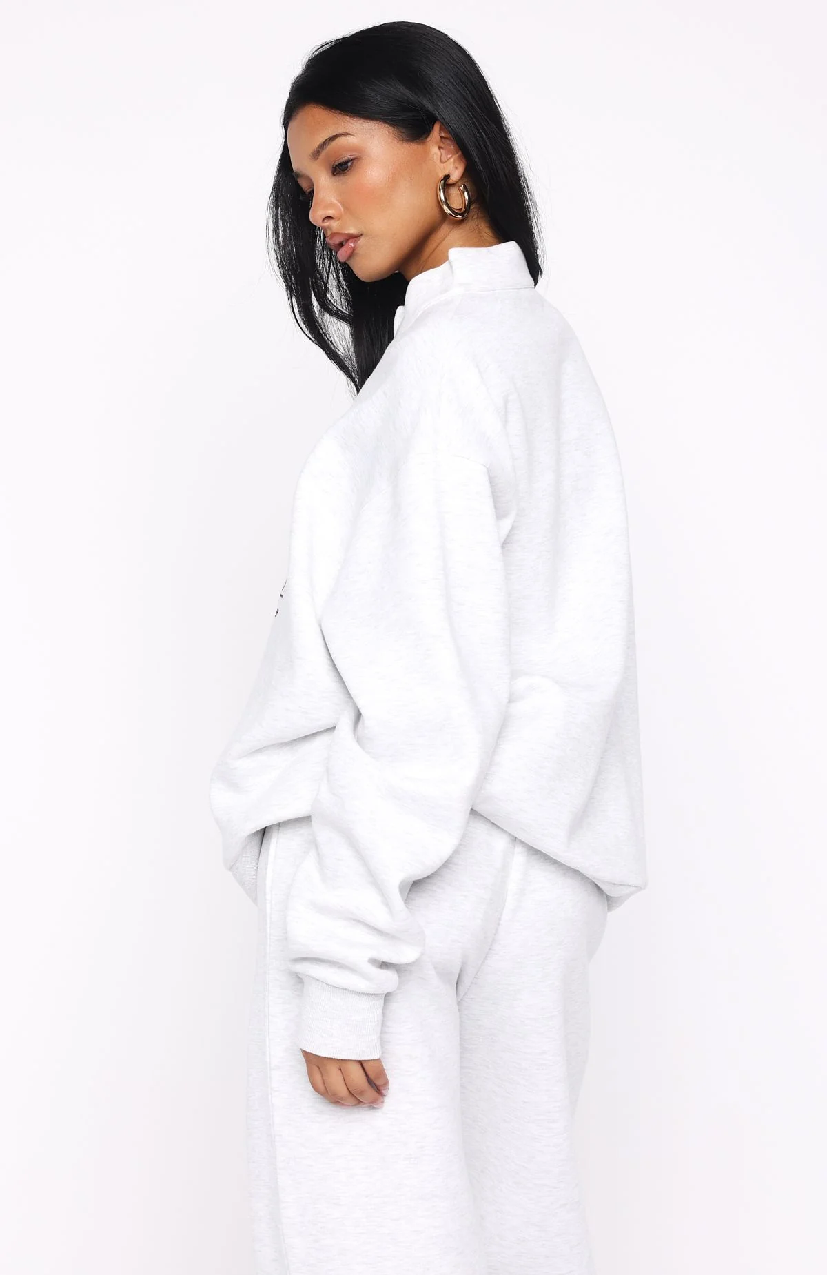 Standing My Ground Zip Front Sweater Grey Marle - White Fox Boutique