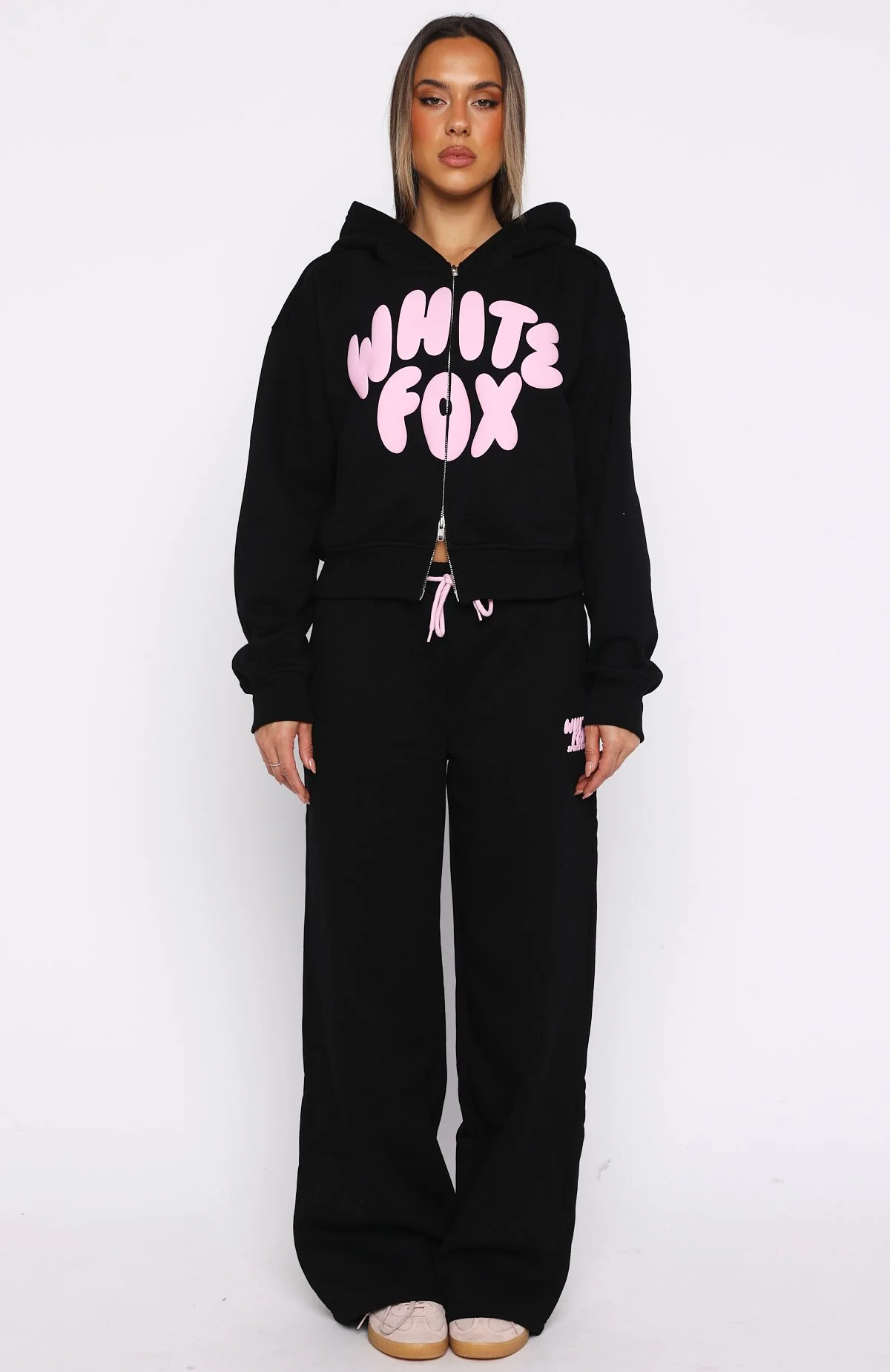 Club 14 Allie Boxy Zip Front Hoodie Black - White Fox Boutique