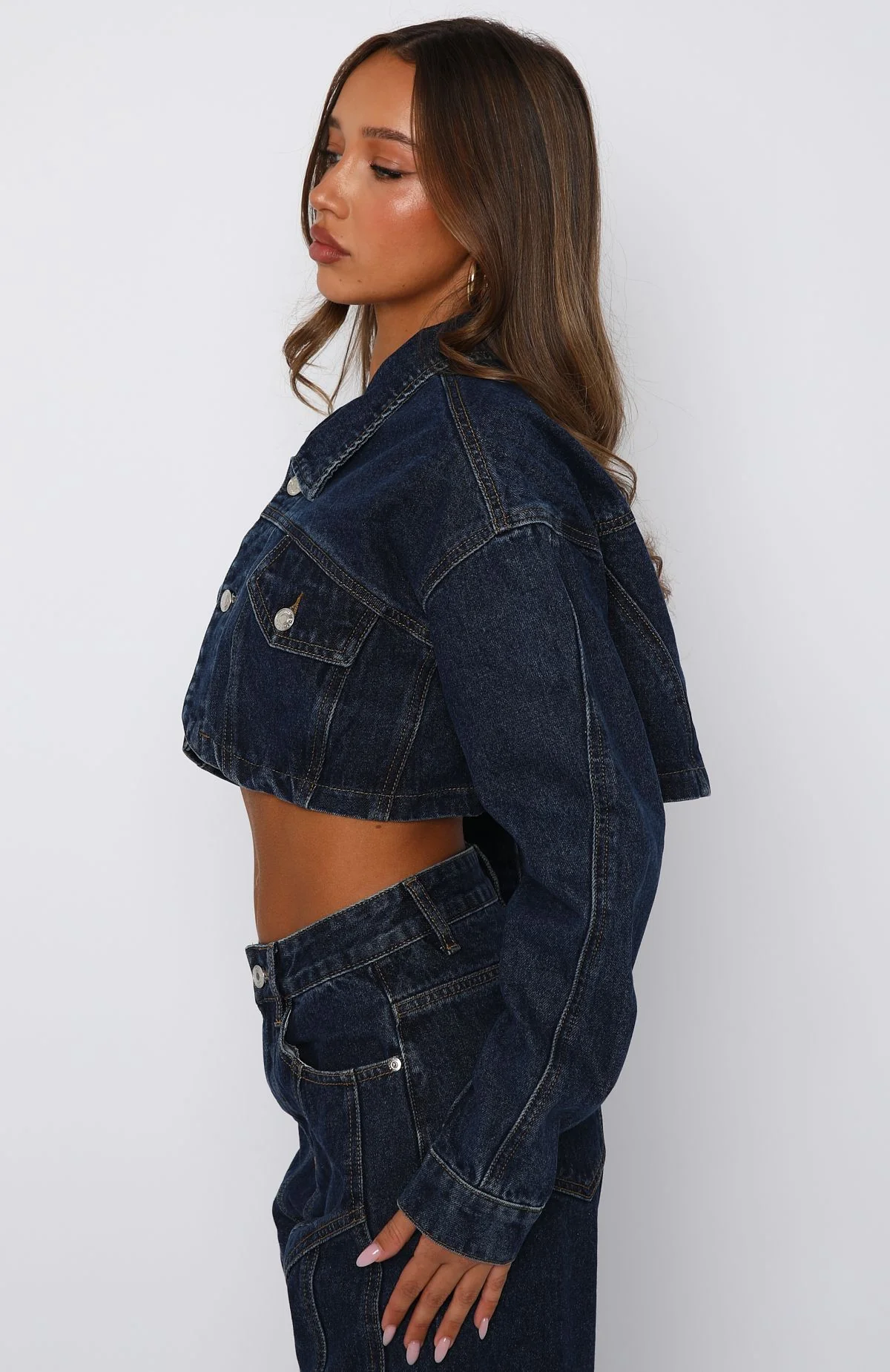 Love You Again Denim Jacket Dark Blue - White Fox Boutique