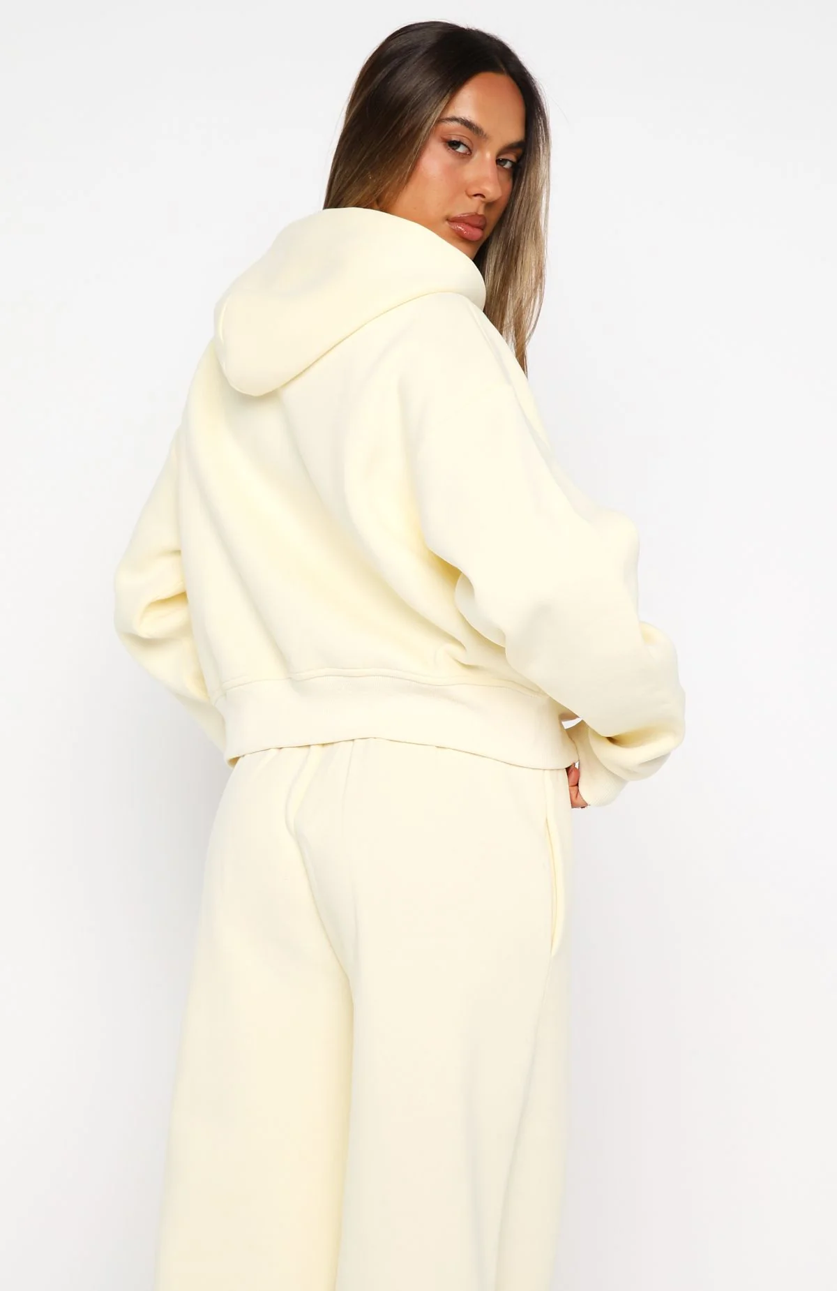Daydreamers Madeline Boxy Zip Front Hoodie Lemon - White Fox Boutique