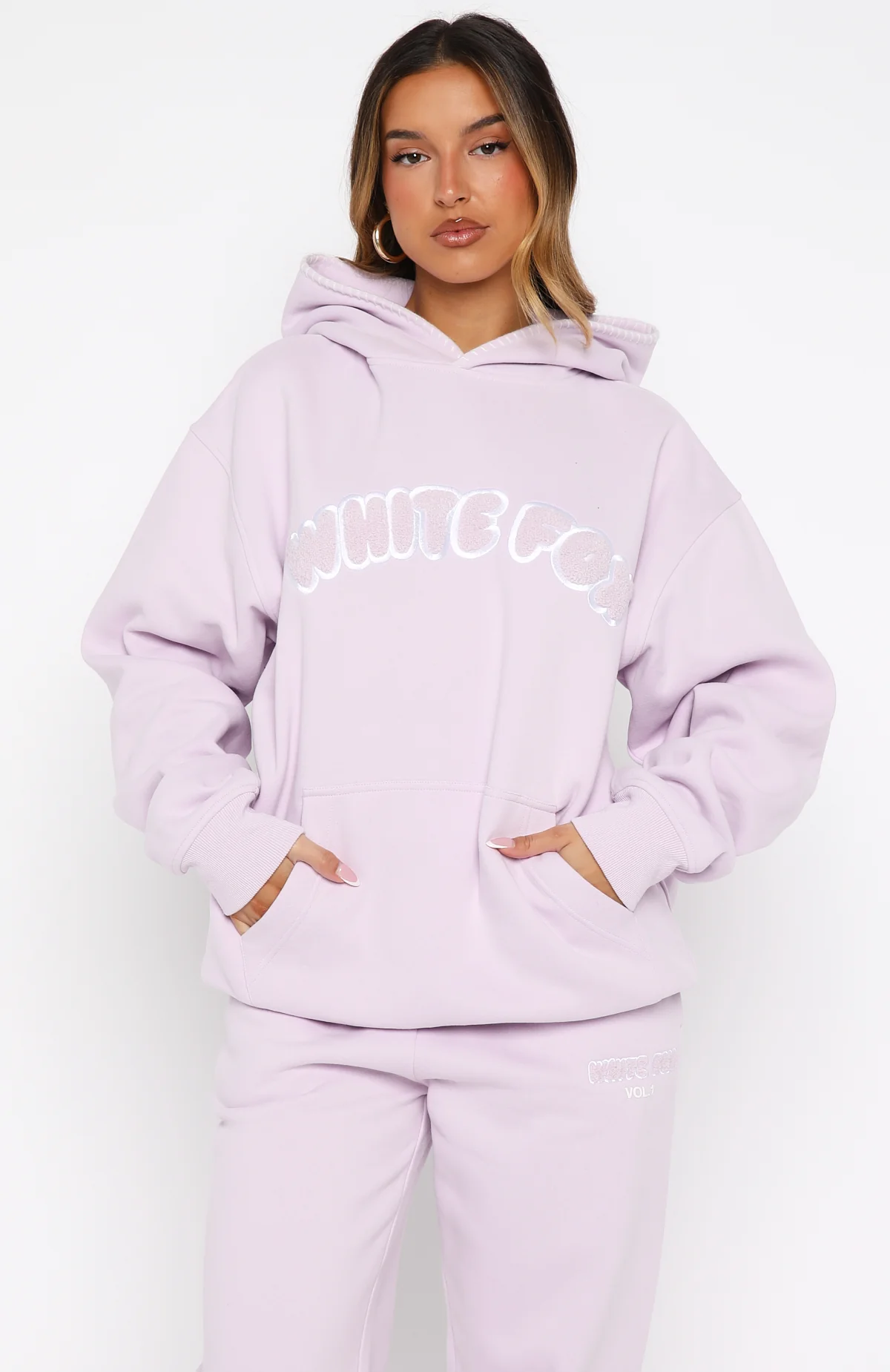 Vol. 1 Front Graphic Oversized Hoodie Lilac - White Fox Boutique