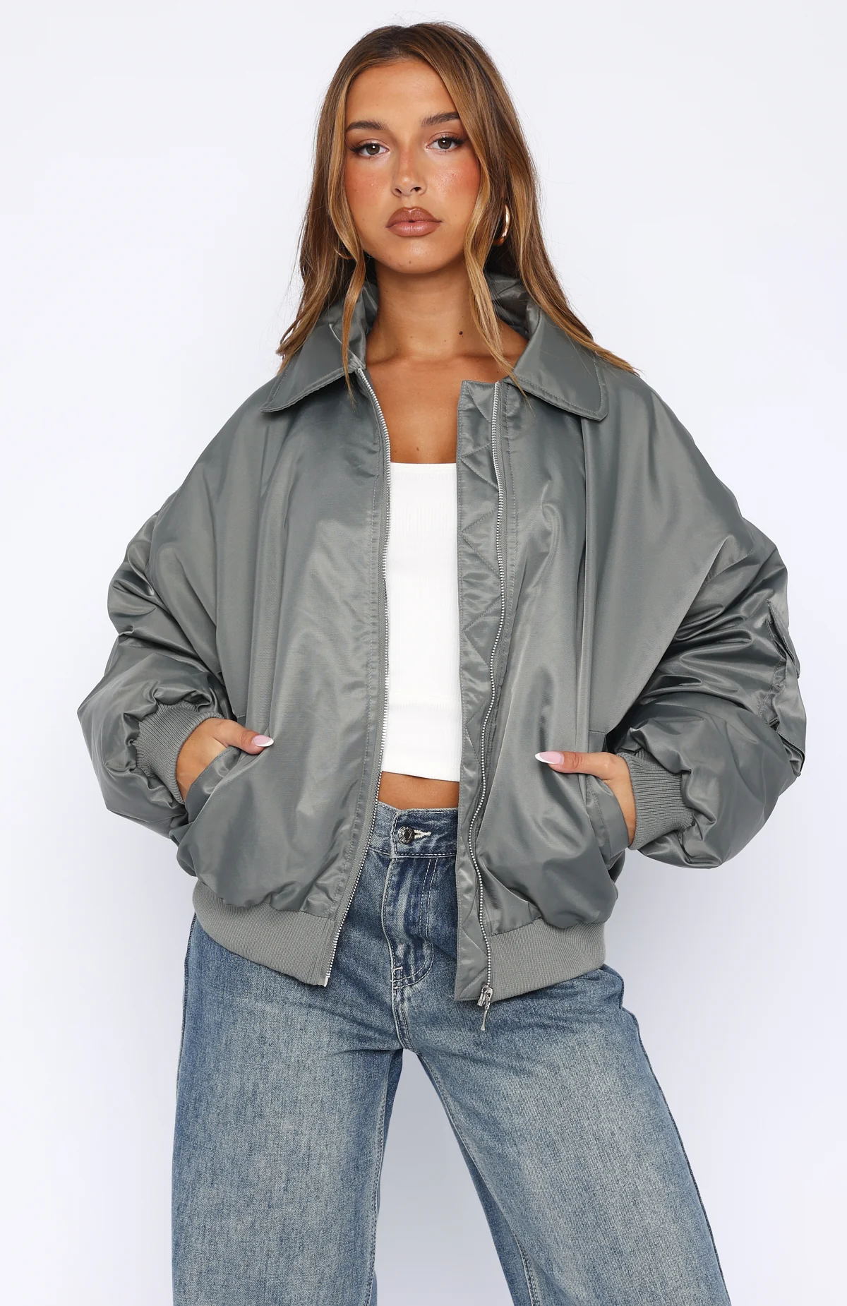 Burning For You Bomber Jacket Khaki - White Fox Boutique