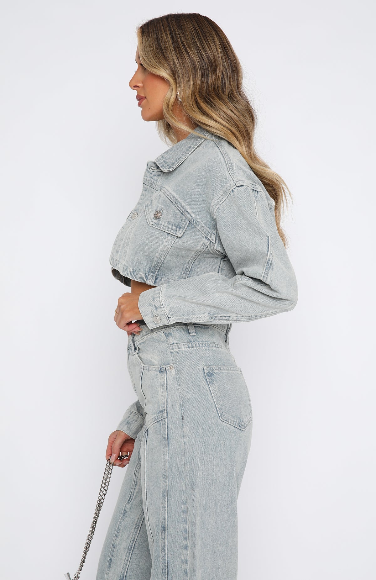Love You Again Denim Jacket Light Blue Acid Wash - White Fox Boutique