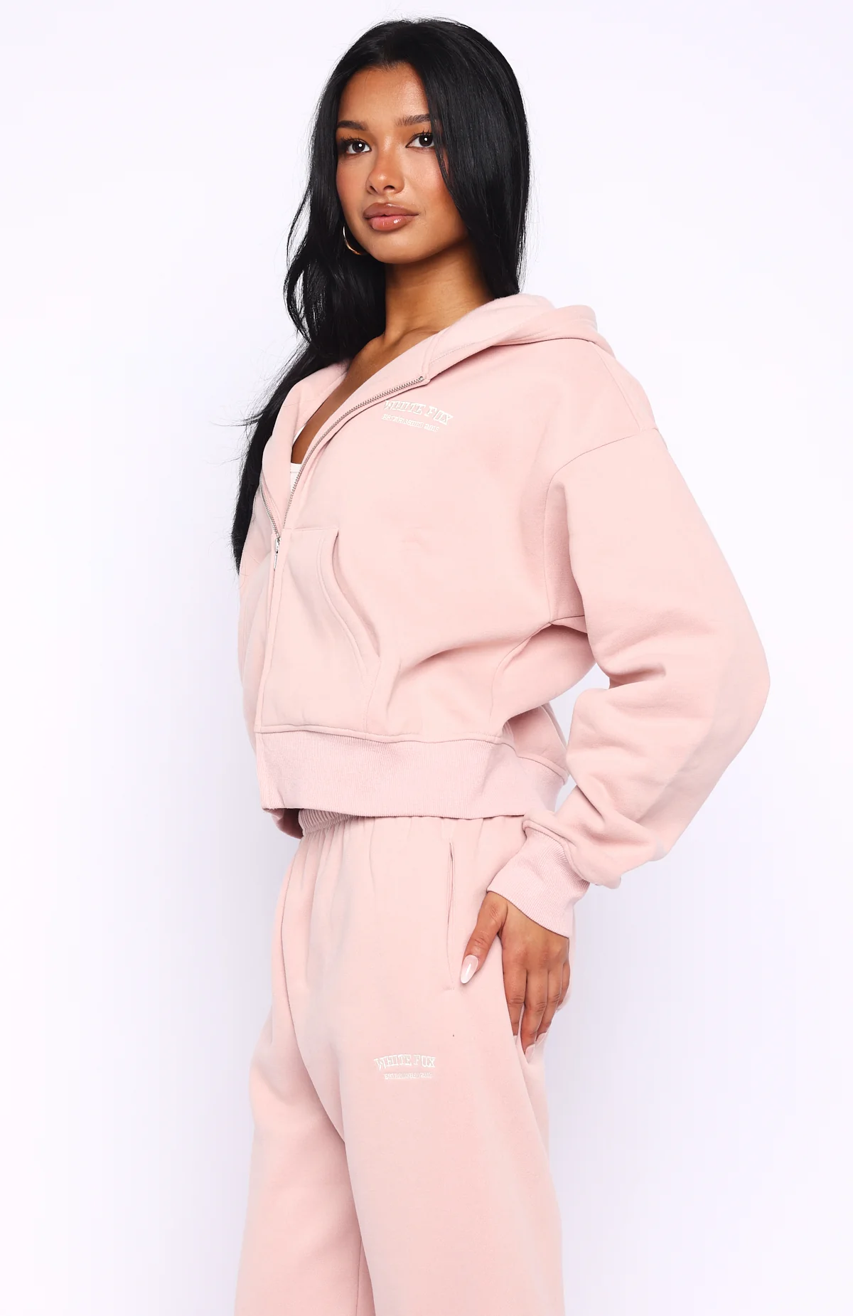Can't Miss It Boxy Zip Front Hoodie Dusty Pink - White Fox Boutique