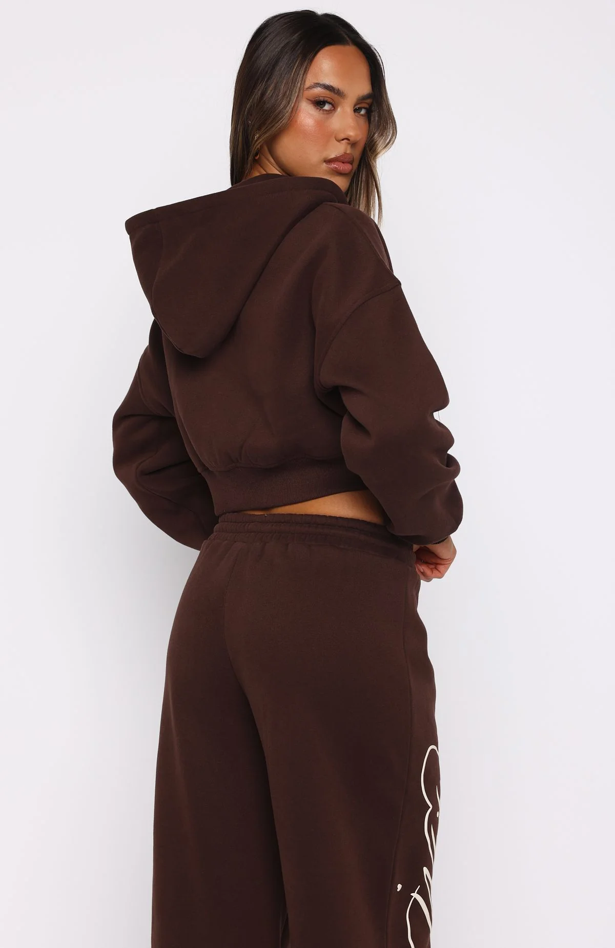 Love You Regardless Cropped Zip Front Hoodie Chocolate - White Fox Boutique