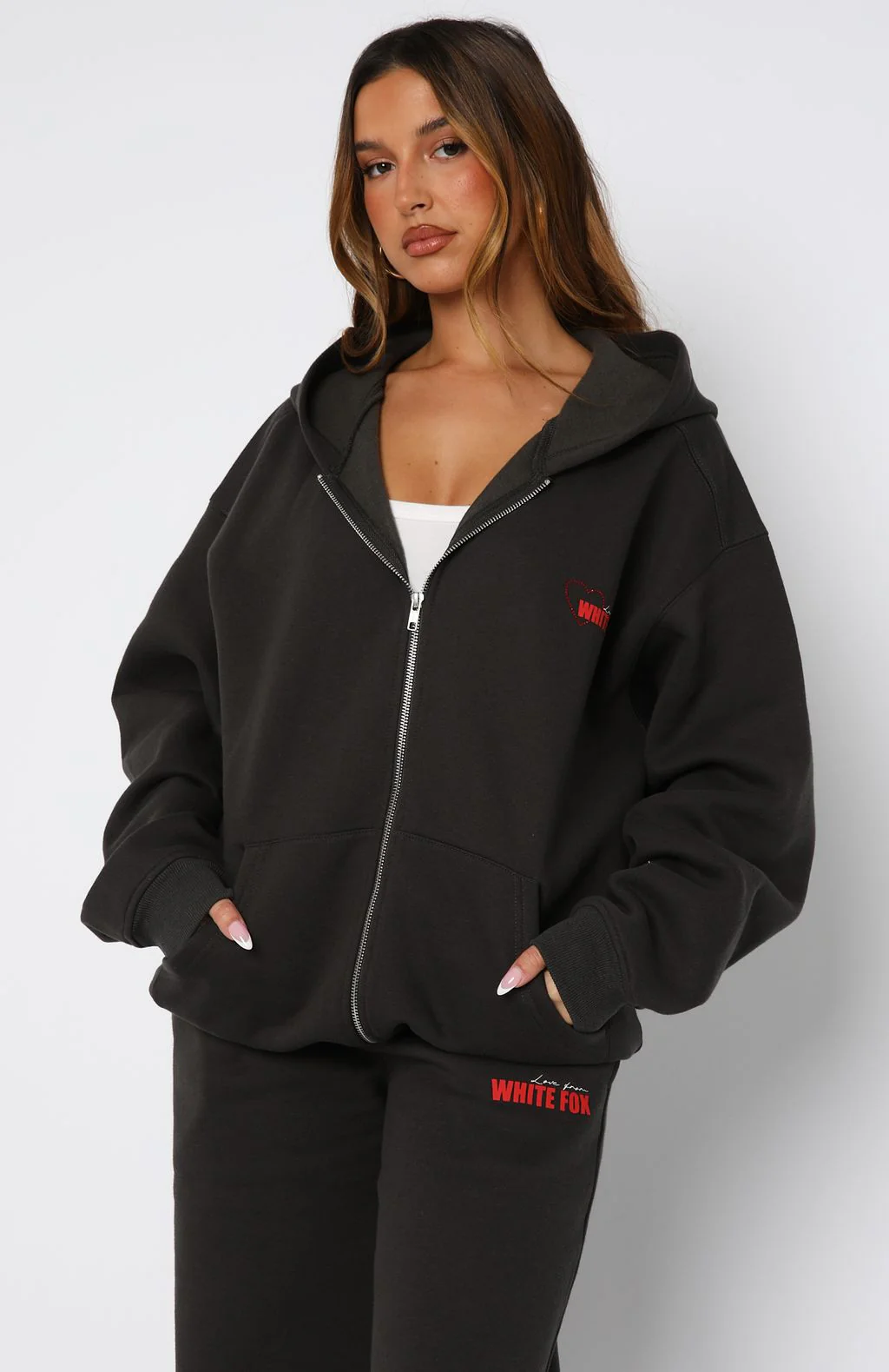 Best You've Ever Had Zip Front Hoodie Charcoal - White Fox Boutique