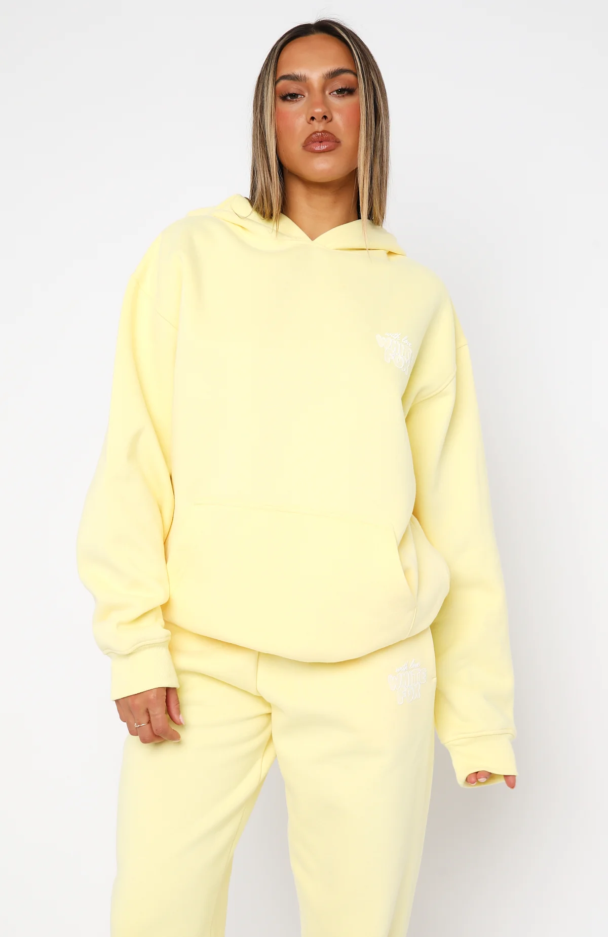 With Love Always Oversized Hoodie Lemon - White Fox Boutique