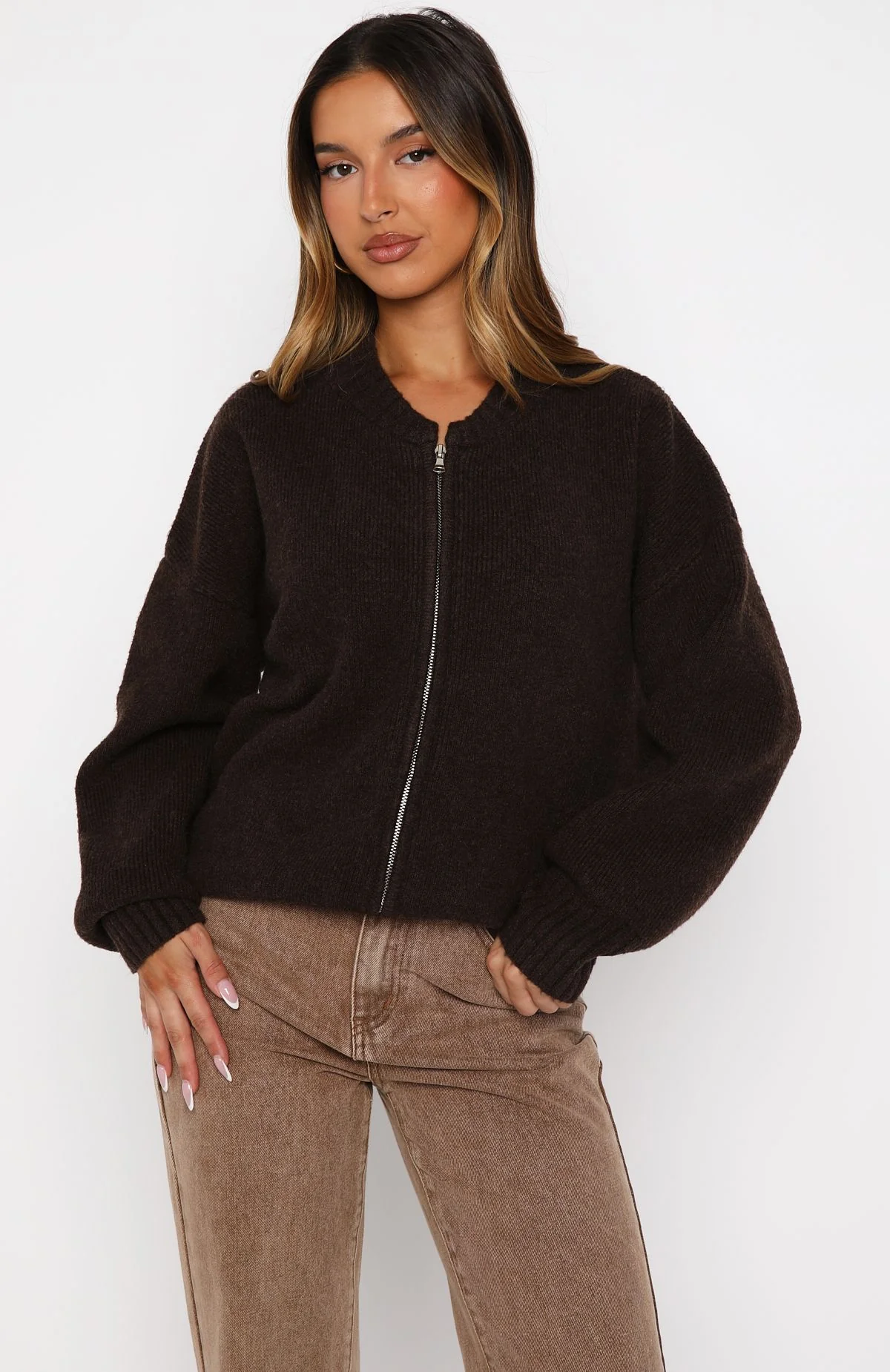 Unbreakable Bond Knit Jacket Chocolate - White Fox Boutique