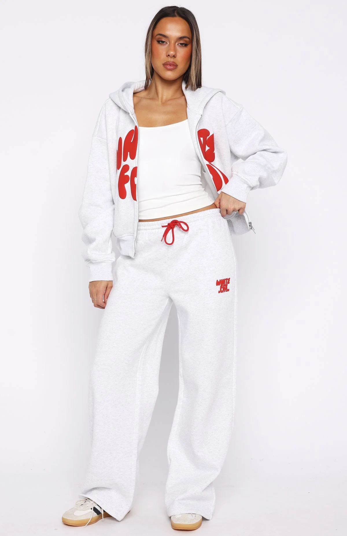 Club 14 Allie Boxy Zip Front Hoodie Grey Marle - White Fox Boutique