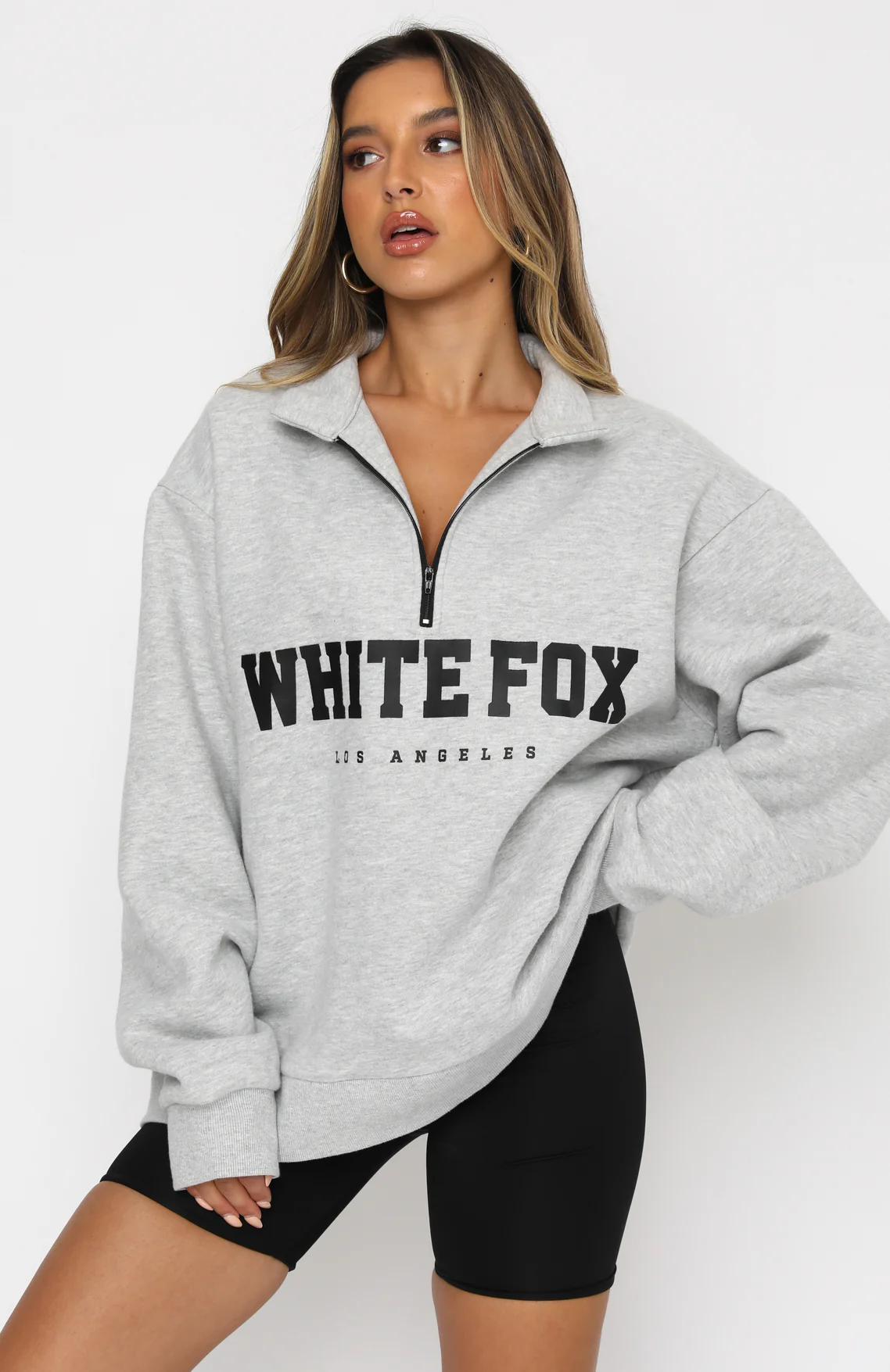High Standard Zip Front Sweater Grey Marle - White Fox Boutique