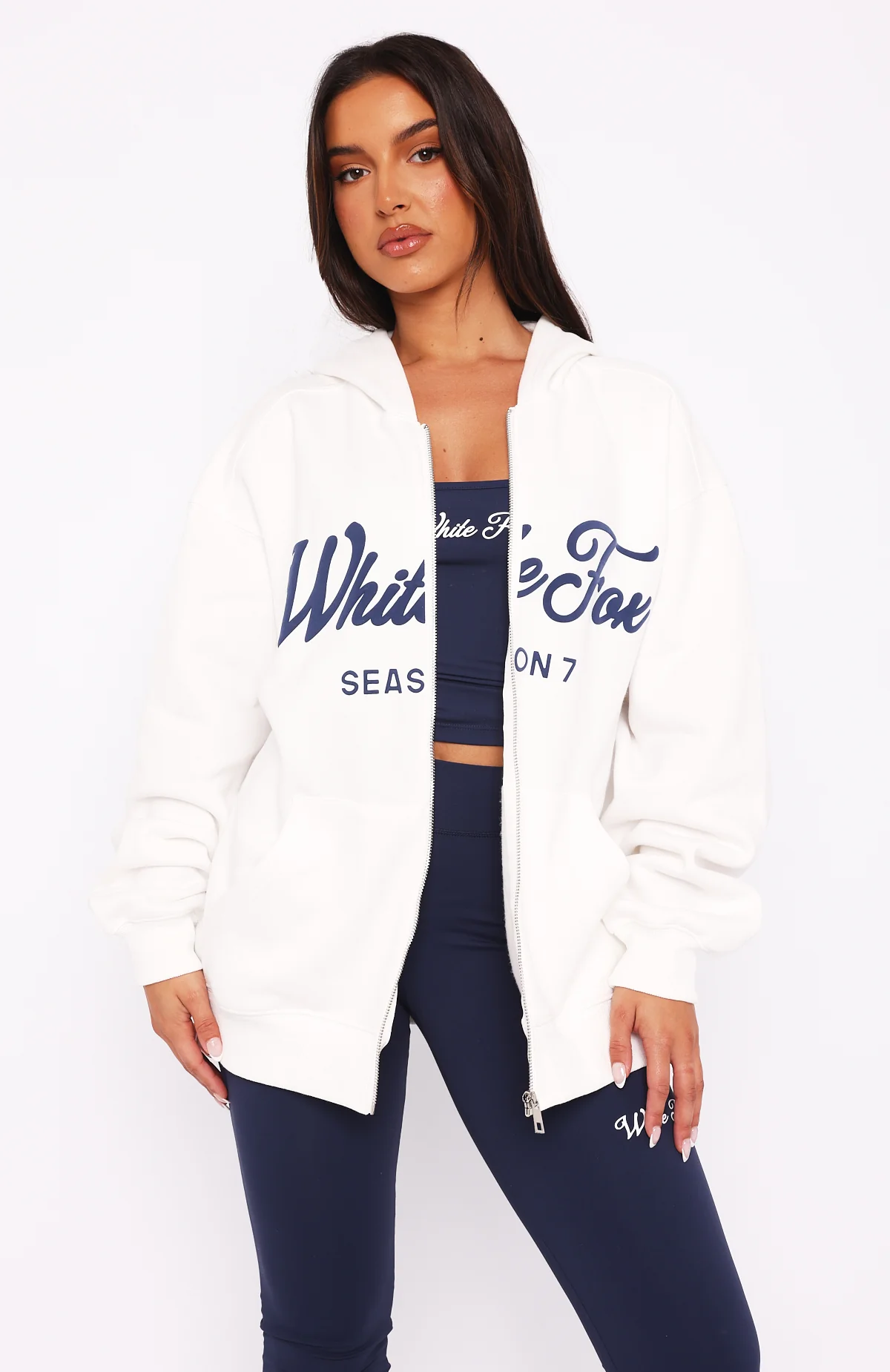 Season 7 Zip Front Hoodie Snow - White Fox Boutique
