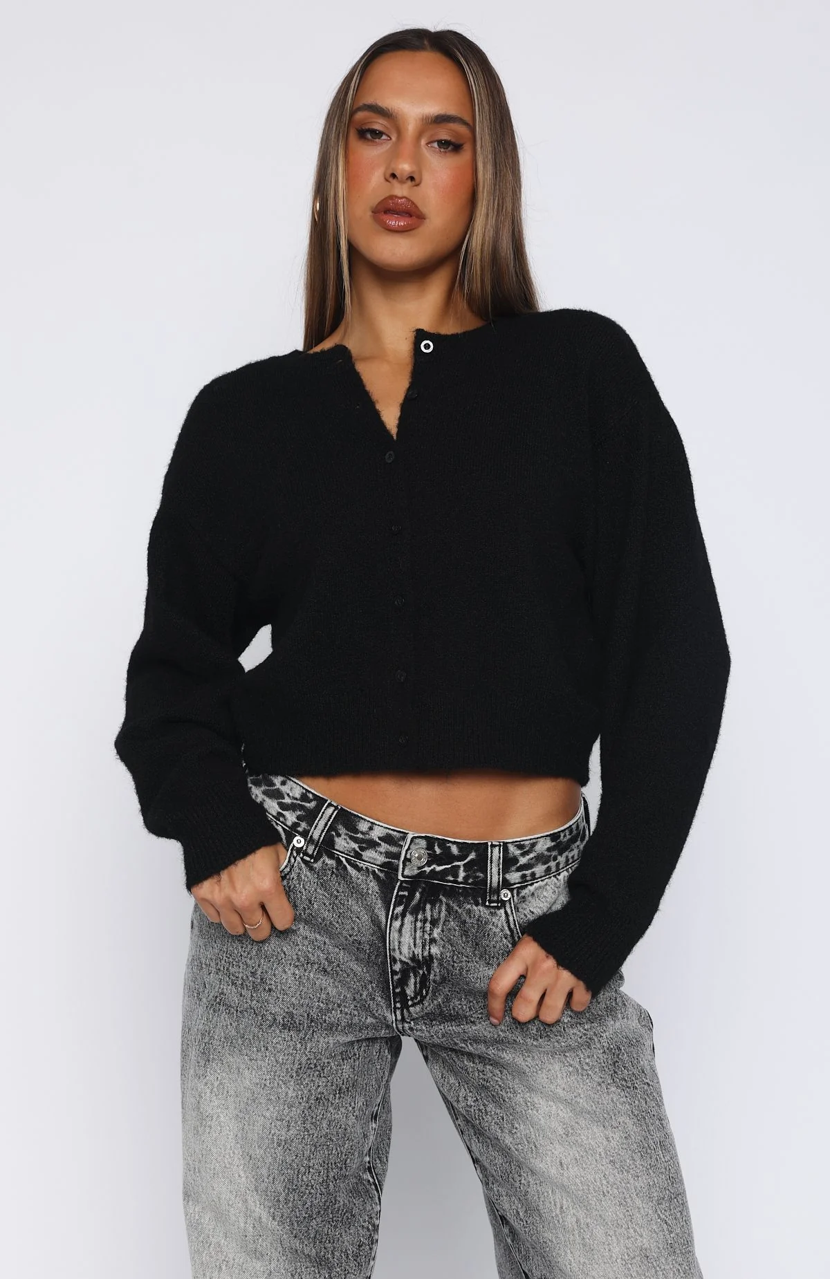 Warm Whispers Knit Cardigan Black - White Fox Boutique