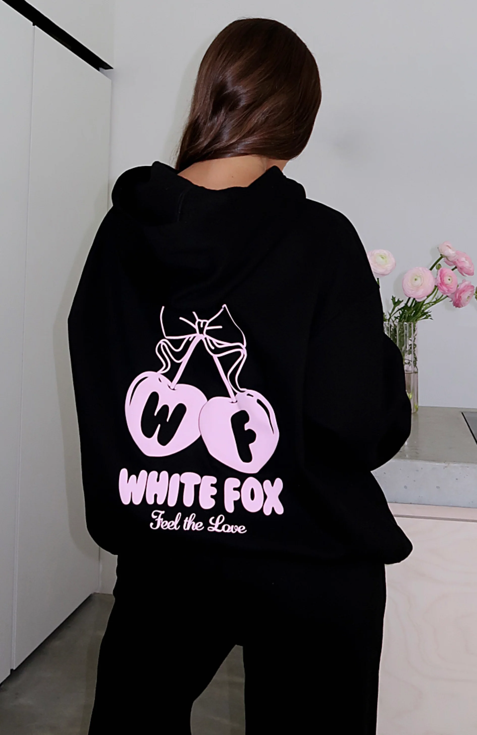 Feel The Love Oversized Hoodie Black - White Fox Boutique