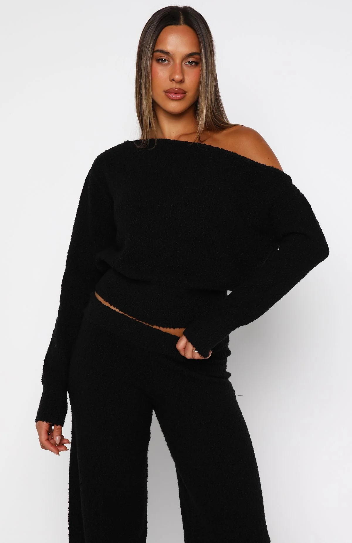 Please Be Mine Knit Sweater Black - White Fox Boutique