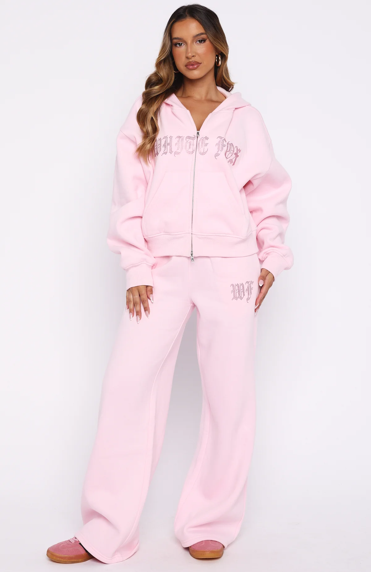 Lucky Ones Boxy Zip Front Hoodie Pink - White Fox Boutique